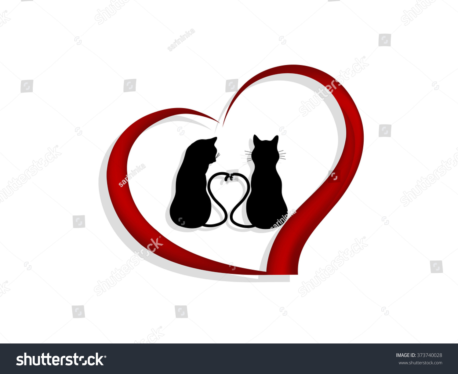 Silhouettes Two Cats Love Vector Illustration Stock Vector Royalty Free Shutterstock