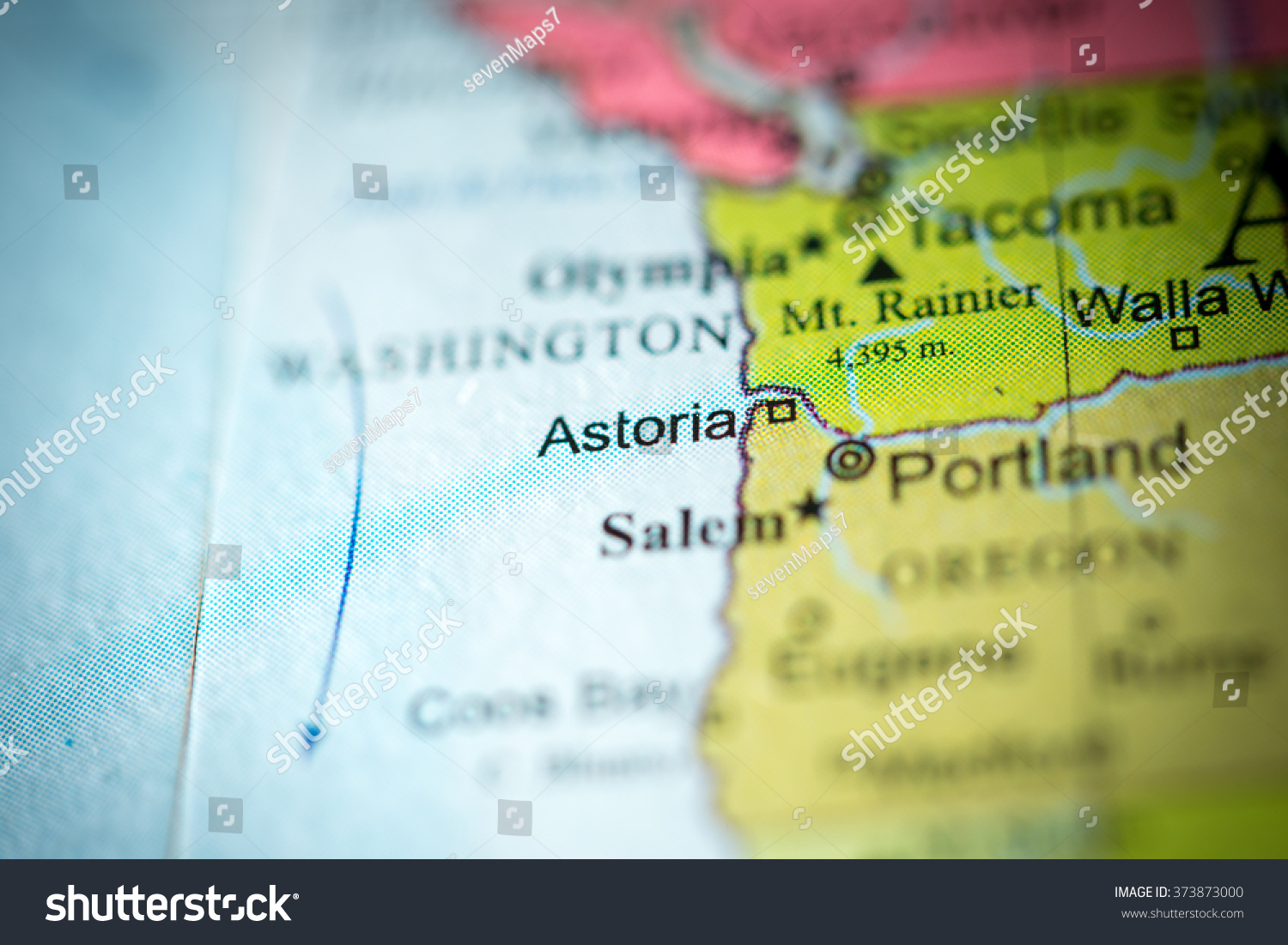 Closeup Astoria Oregon On Political Map Stock Photo 373873000   Stock Photo Closeup Of Astoria Oregon On A Political Map Of Usa 373873000 