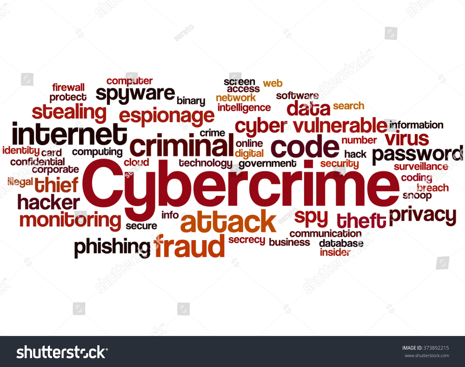 Cybercrime Word Cloud Concept On White Stock Illustration 373892215 