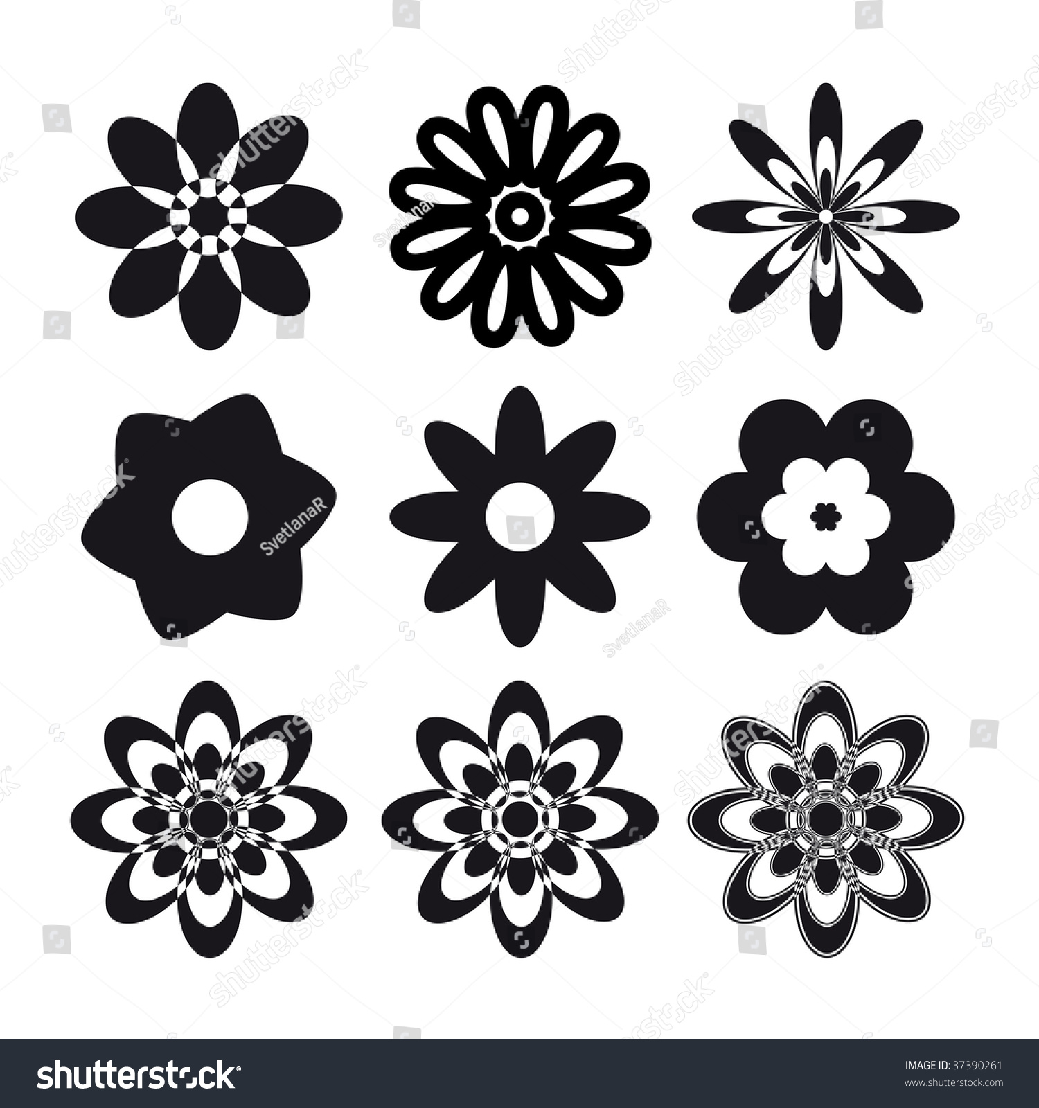 Set Flower Tattoo Stock Vector (Royalty Free) 37390261 | Shutterstock