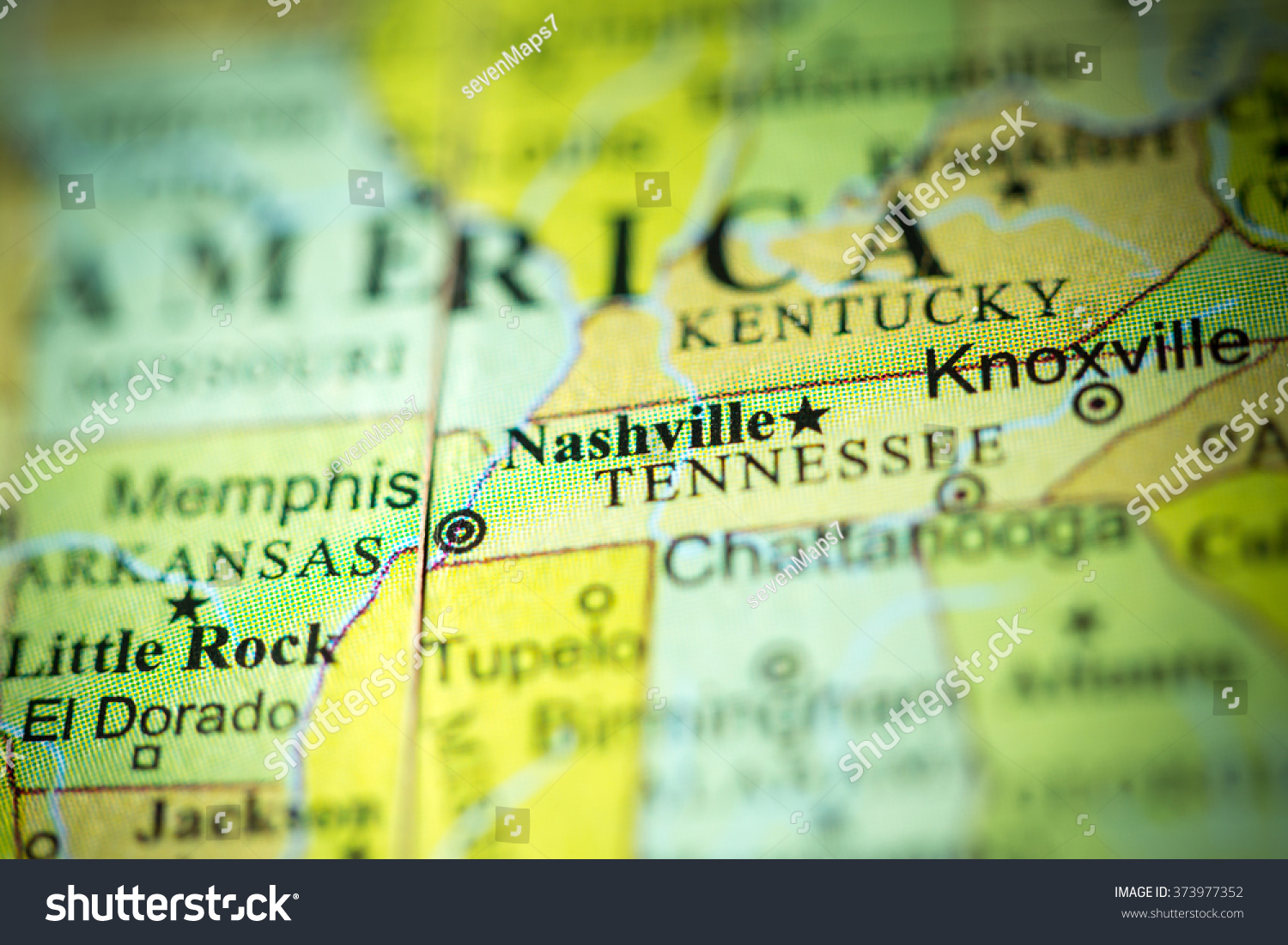 Closeup Nashville Tennessee On Political Map Stock Photo 373977352 ...