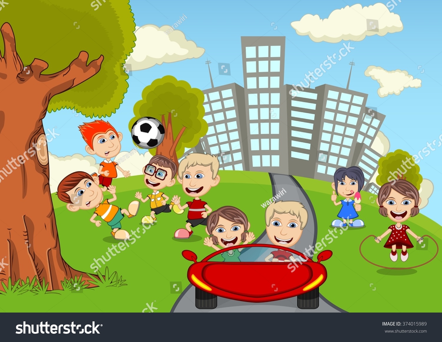 Children Playing Park Cartoon Stock Illustration 374015989 | Shutterstock