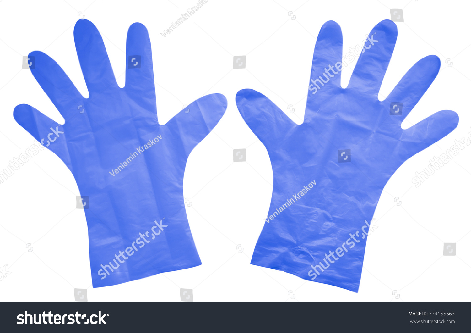 blue polythene gloves