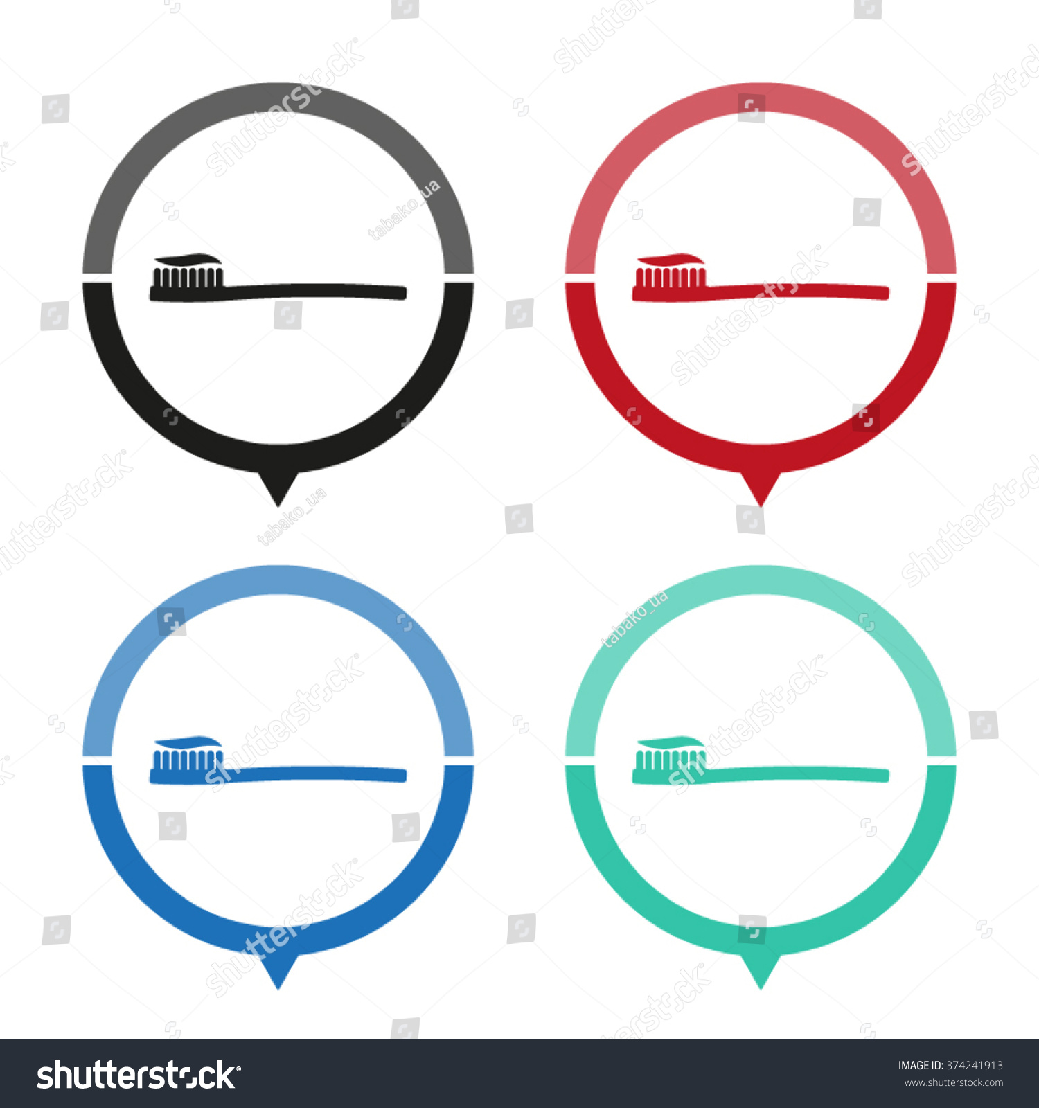 Toothbrush Toothpaste Vector Icon Map Pointer Stock Vector (Royalty ...