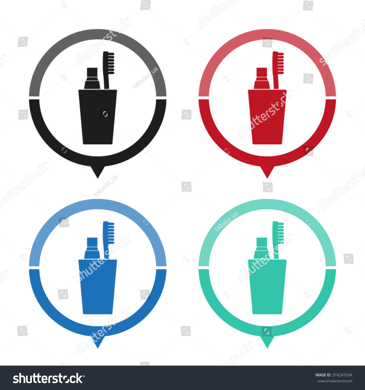 Toothbrush Toothpaste Vector Icon Map Pointer Stock Vector (Royalty ...