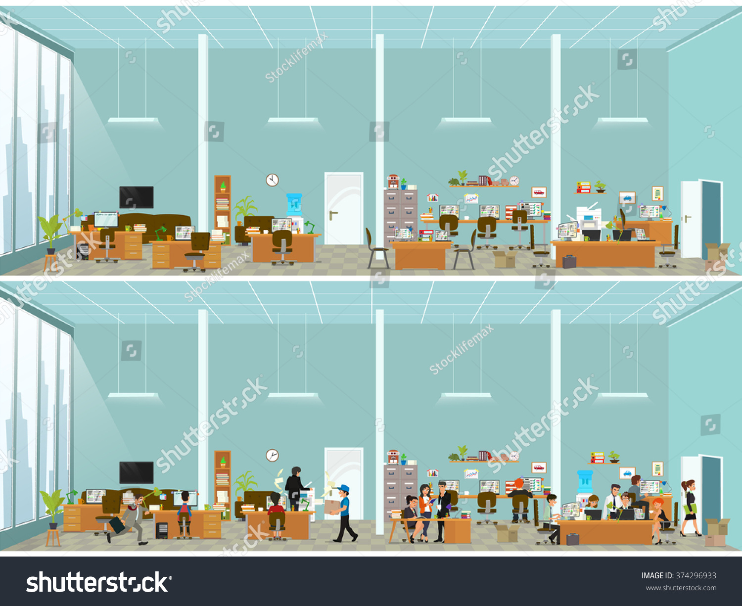 Coordinated Work Friendly Team Office Vector Stock Vector (Royalty Free ...