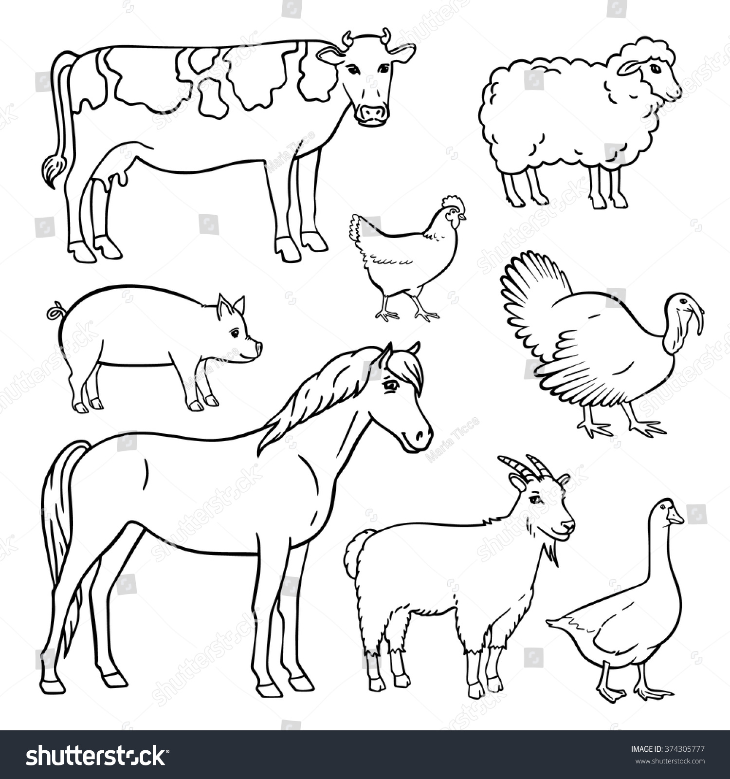 Animal Hand Drawn Vector Set Isolated Stock Vector (Royalty Free ...