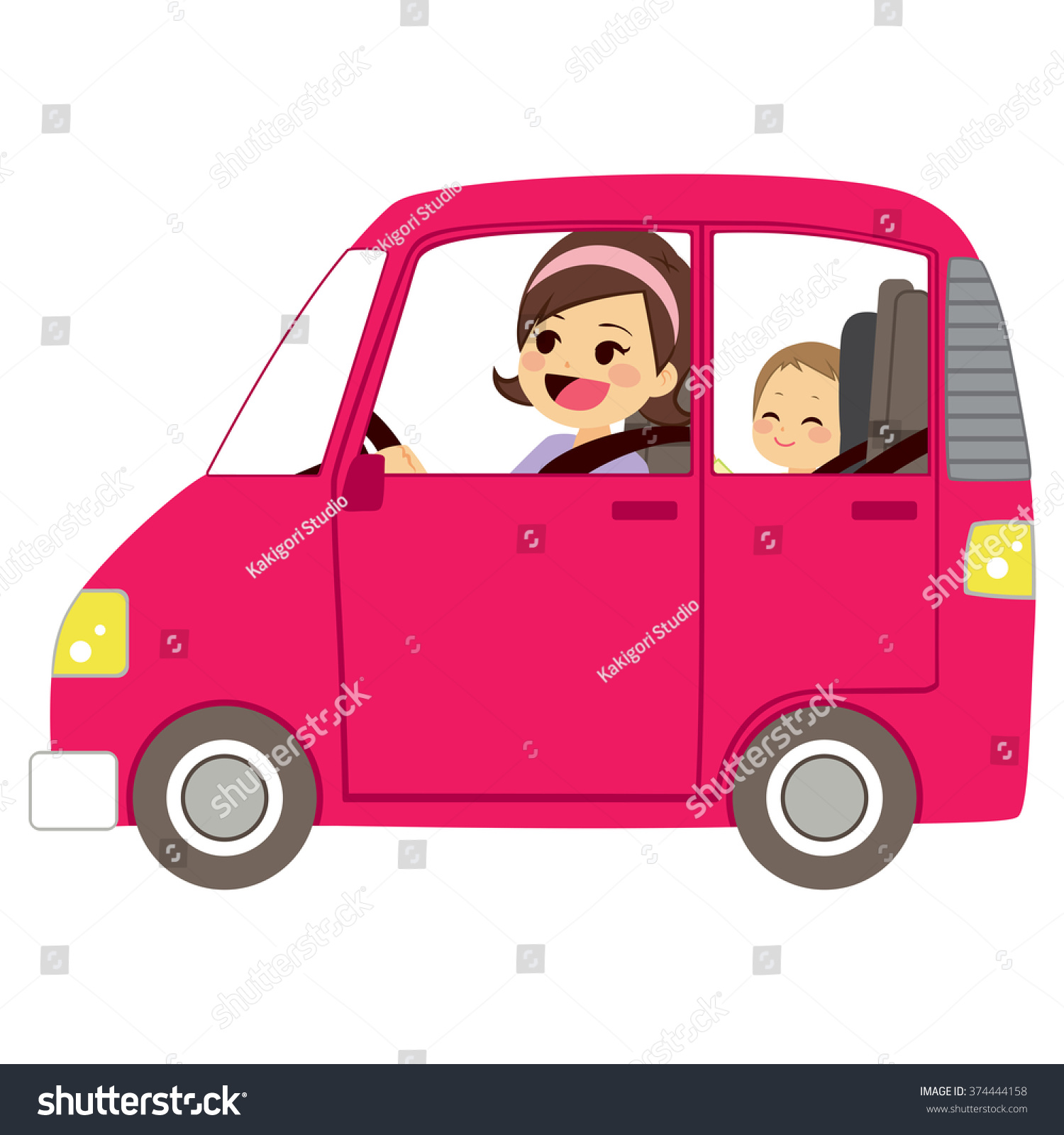 Мама в автомобиле рисунок детский
