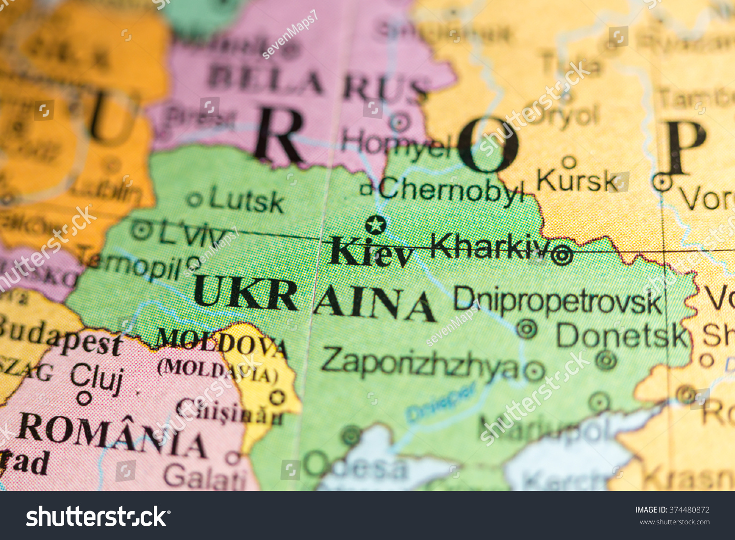 Map View Kiev Ukraine On Geographical Stock Photo 374480872  Shutterstock