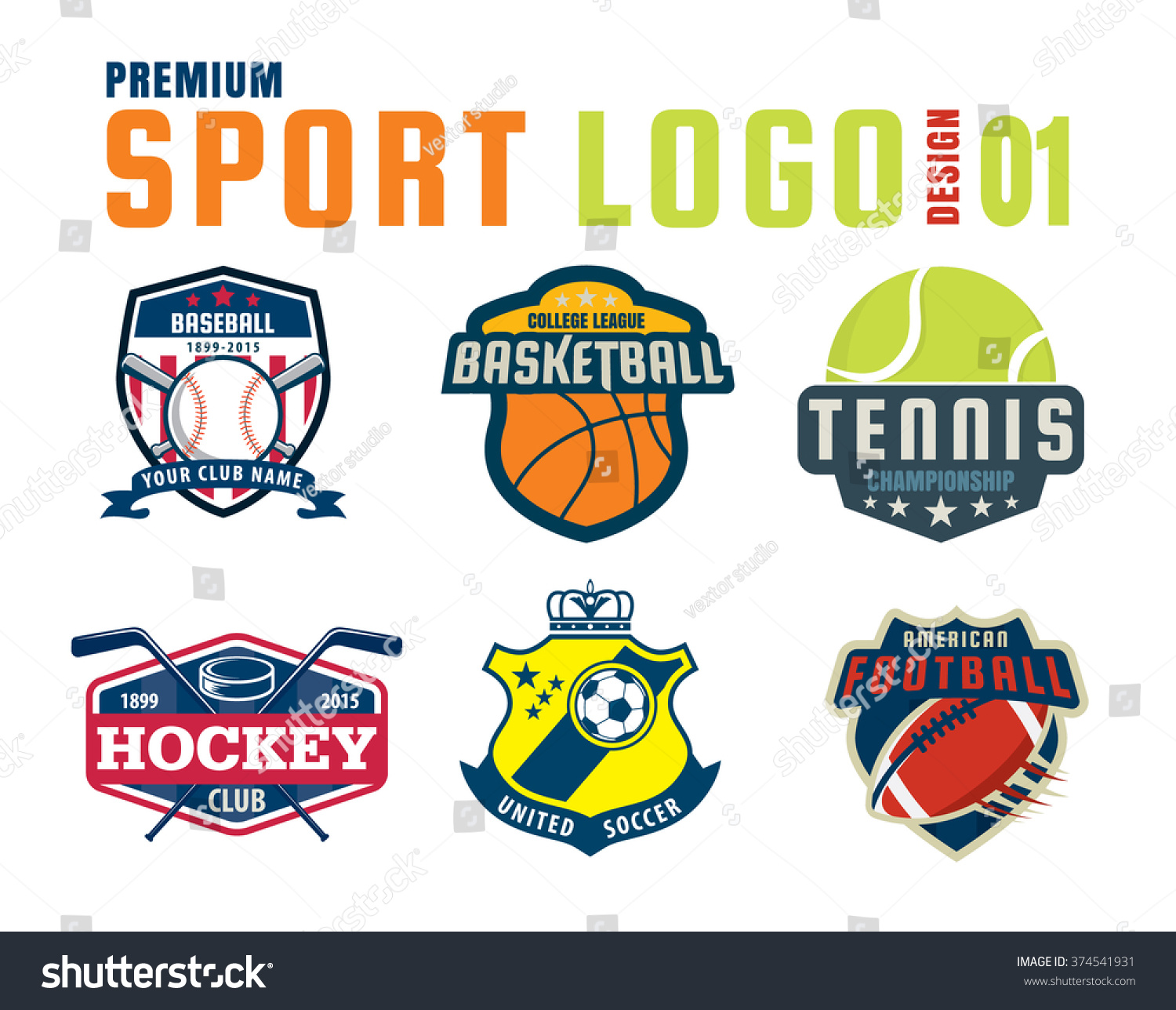 Sport Logo Design Set Stock Vector (Royalty Free) 374541931 | Shutterstock