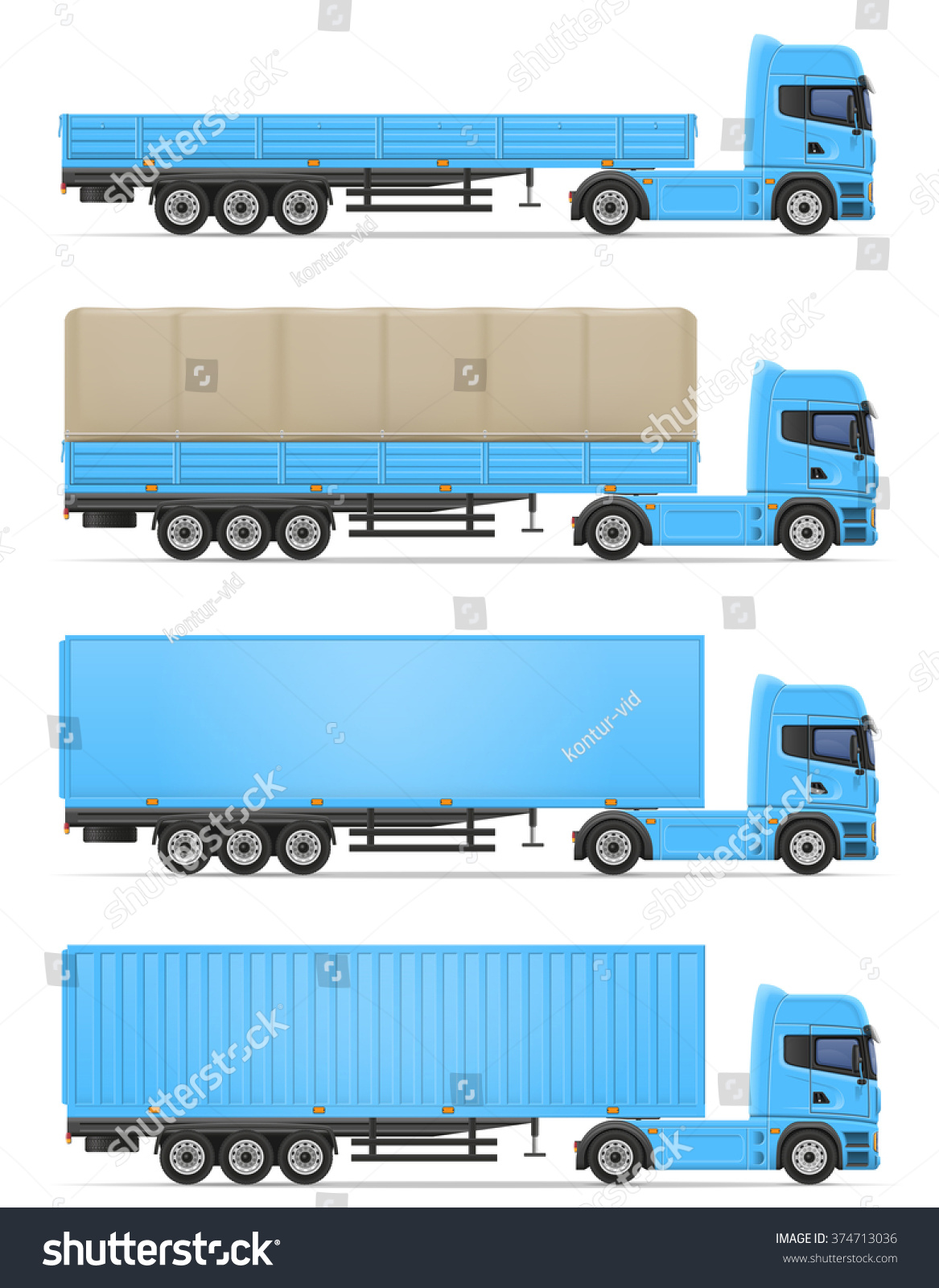 Truck Semi Trailer Vector Illustration Isolated Stock Vector (Royalty ...