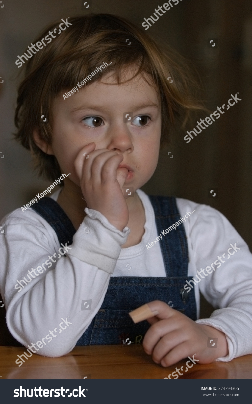 Three Years Old Girl Sitting Kitchen Stock Photo 374794306 | Shutterstock