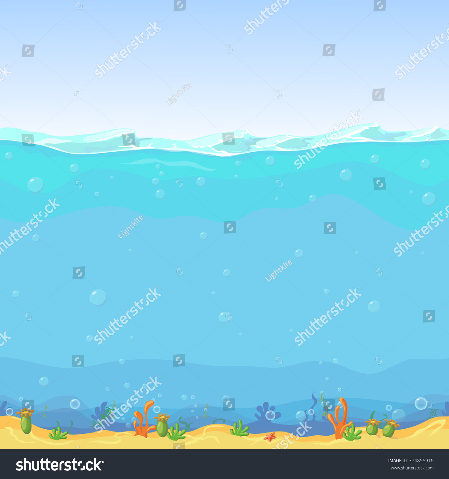 Underwater Seamless Landscape Cartoon Background Game Stock Vector ...