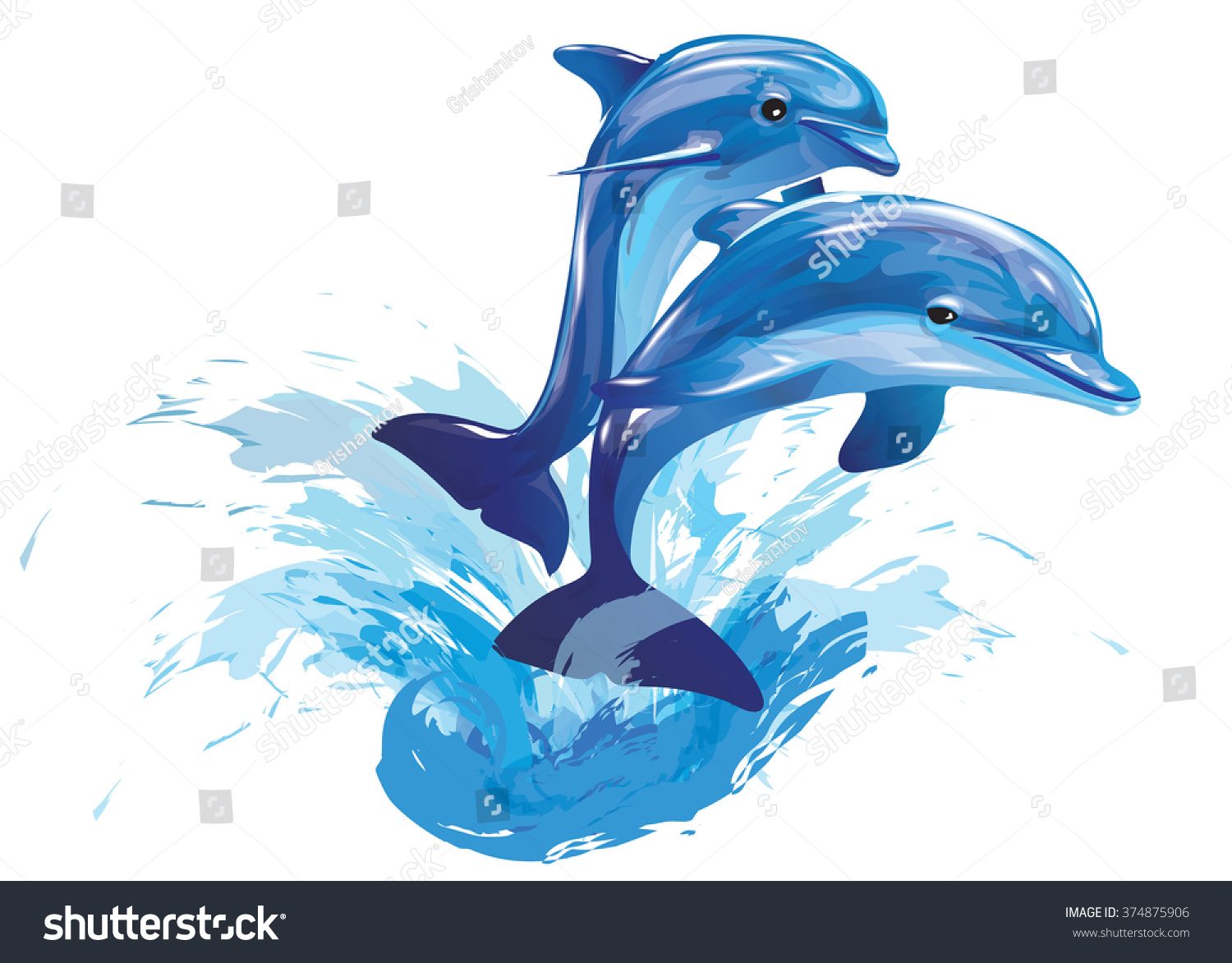 Рисунок дельфина на волне