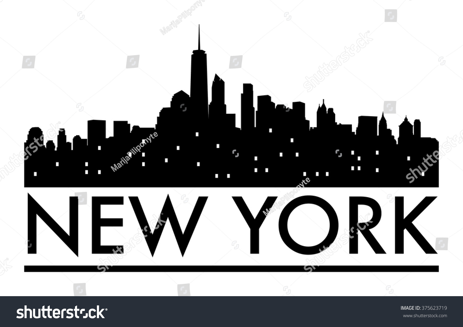 Abstract New York Skyline Various Landmarks Stock Vector (Royalty Free ...