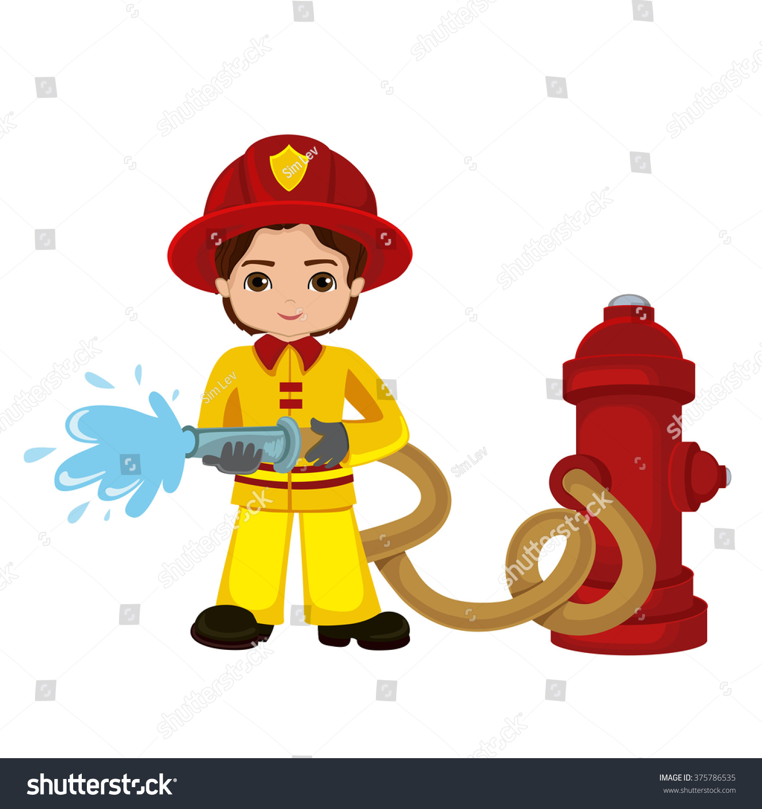 Cartoon Illustration Firefighter Boy Stock Vector (Royalty Free ...