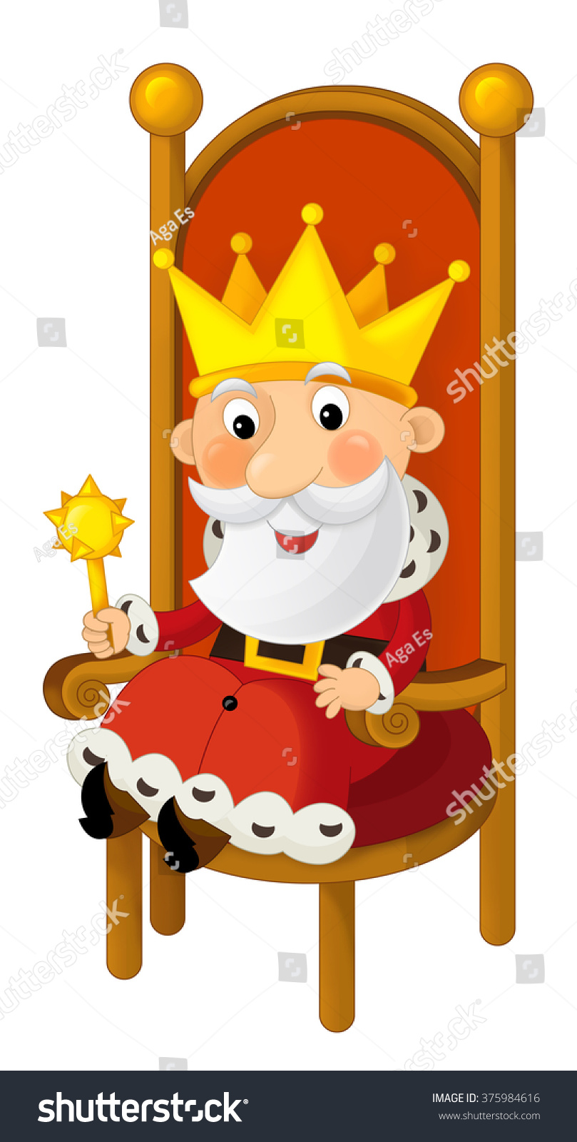 Cartoon King Sitting On Throne Isolated Stock Illustration 375984616 ...