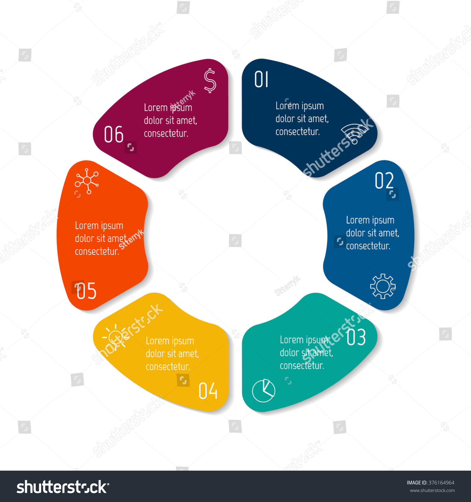 Vector Connected Round Infographic Diagram Circular Stock Vector Royalty Free 376164964 0268