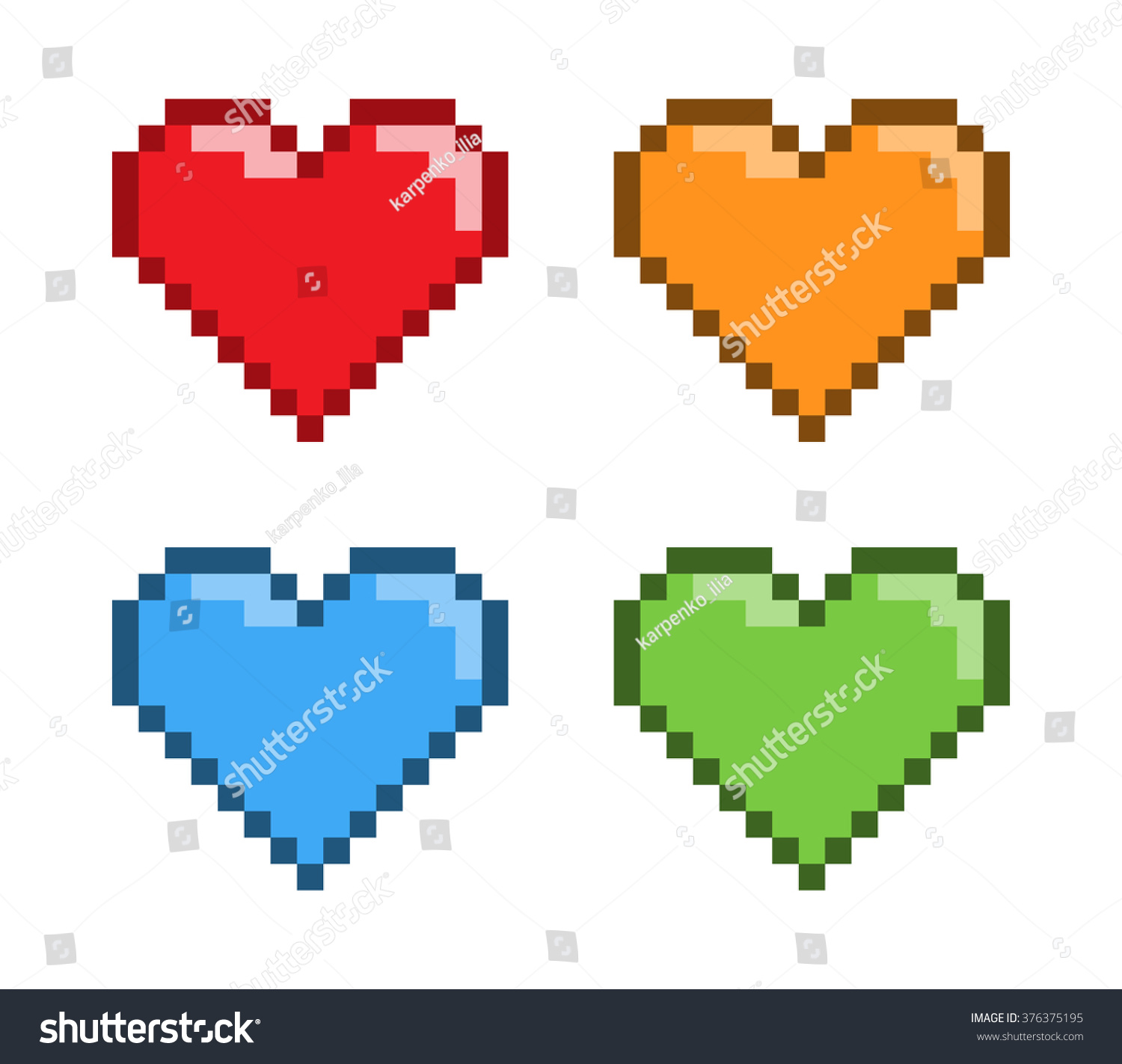 Pixel Art Red Green Blue Orange Stock Illustration 376375195 | Shutterstock