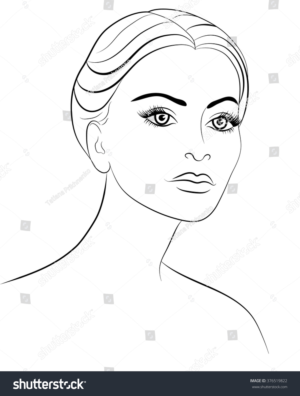 Contour Drawing Woman On White Background Stock Vector (Royalty Free ...