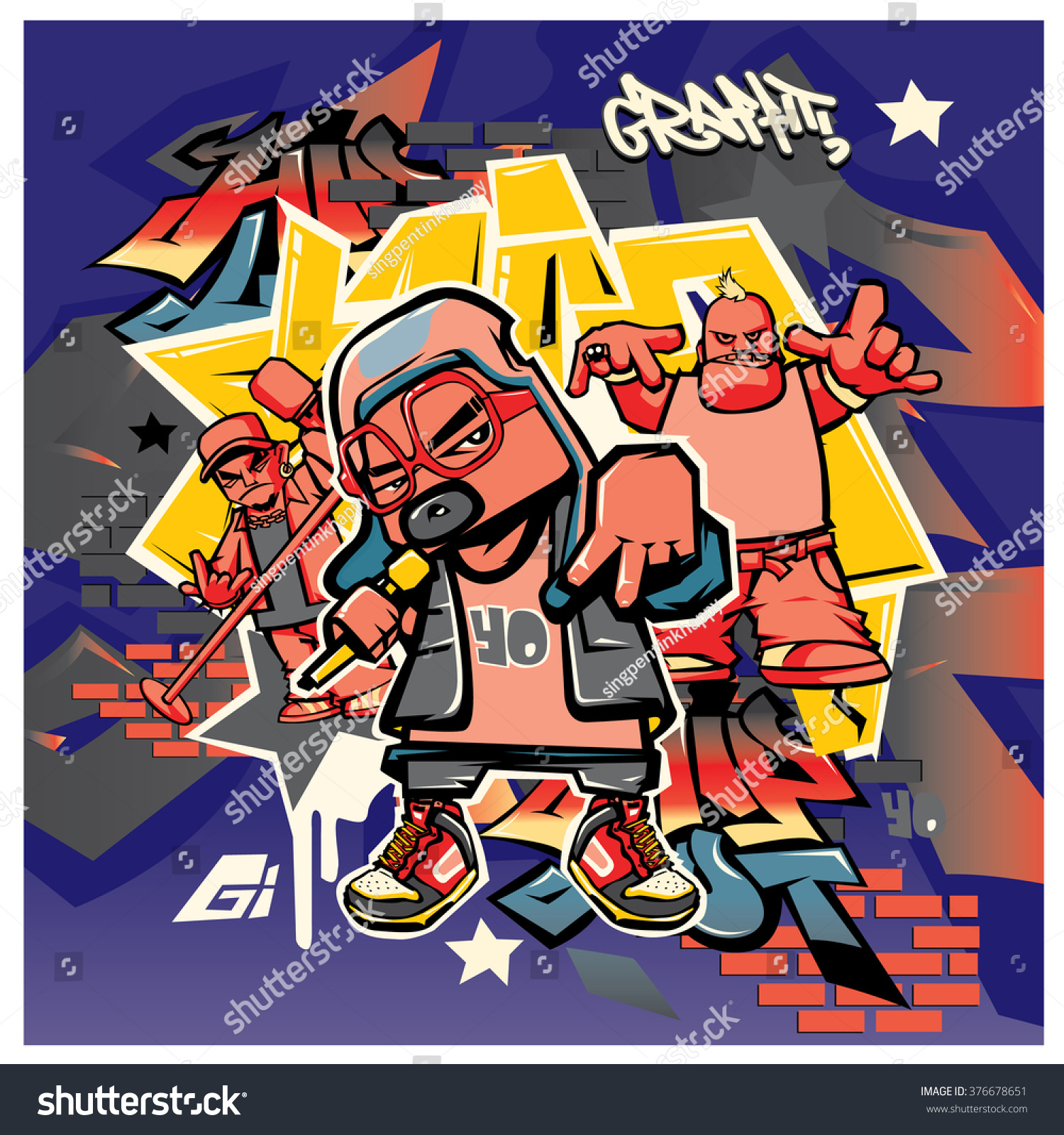 Vector Music Hip Hop Graffiti Style Stock Vector (Royalty Free ...