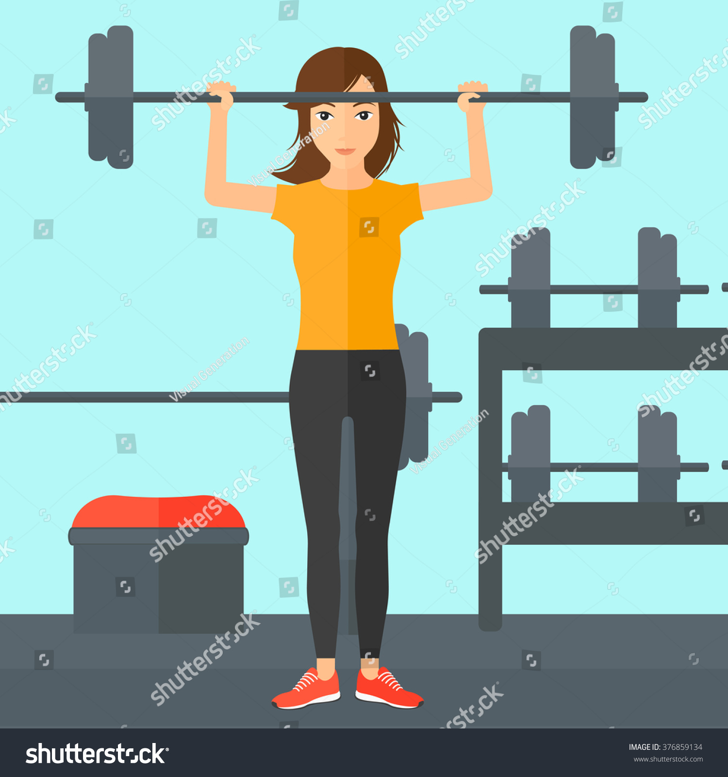 Woman Lifting Barbell Stock Vector (Royalty Free) 376859134 | Shutterstock