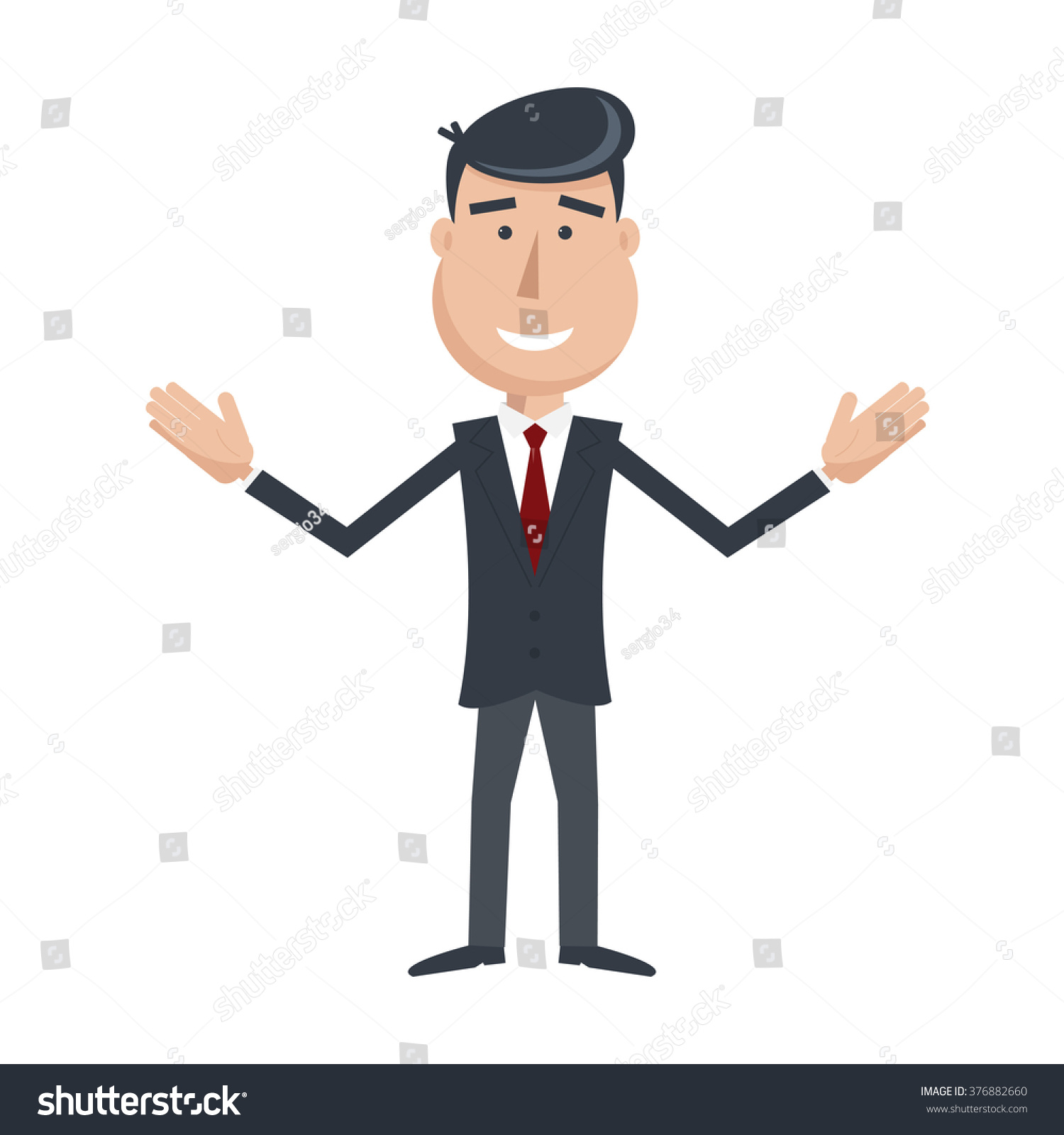 Funny Man Suit Tie Hands Cartoon Stock Illustration 376882660 ...