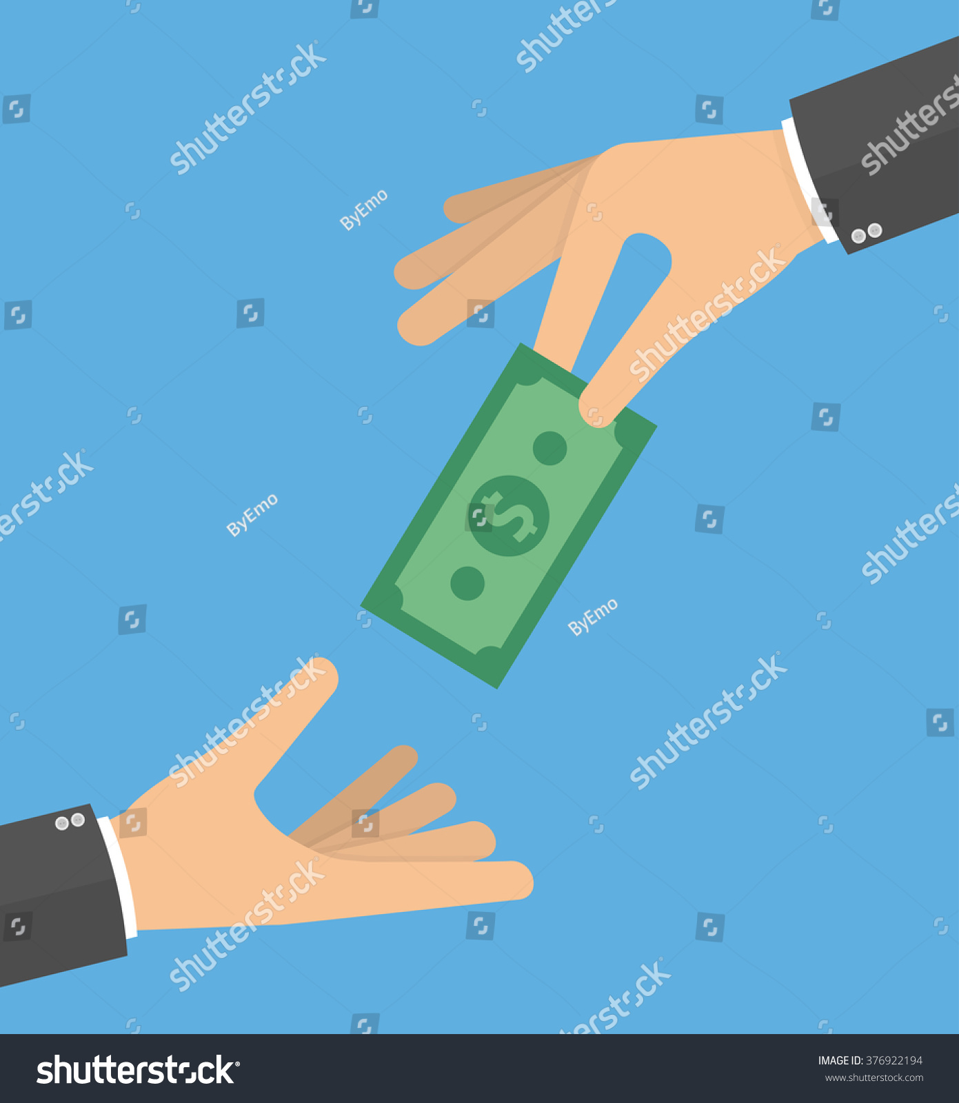 Hand Giving Money Bill Another Hand Stock Vector (Royalty Free ...