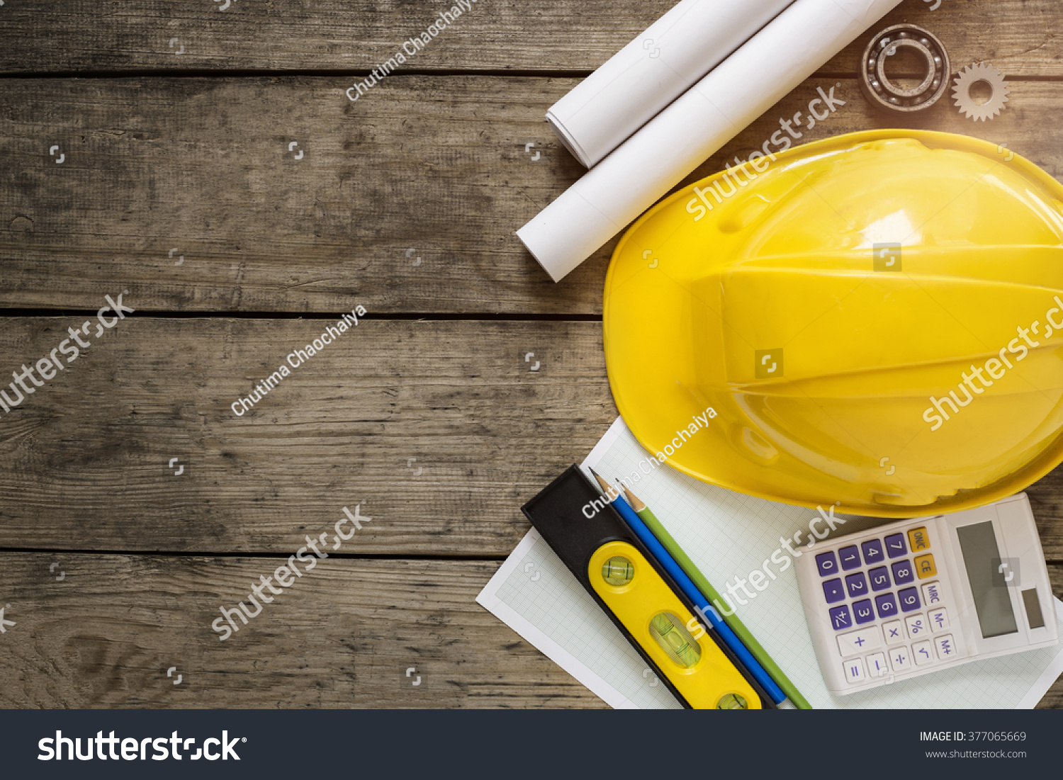 Engineer Desk Background Project Ideas Concept Stock Photo 377065669