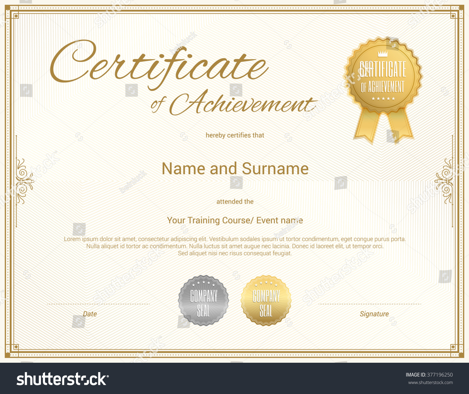 Certificate Template Vector Achievement Graduation Completion Stock ...