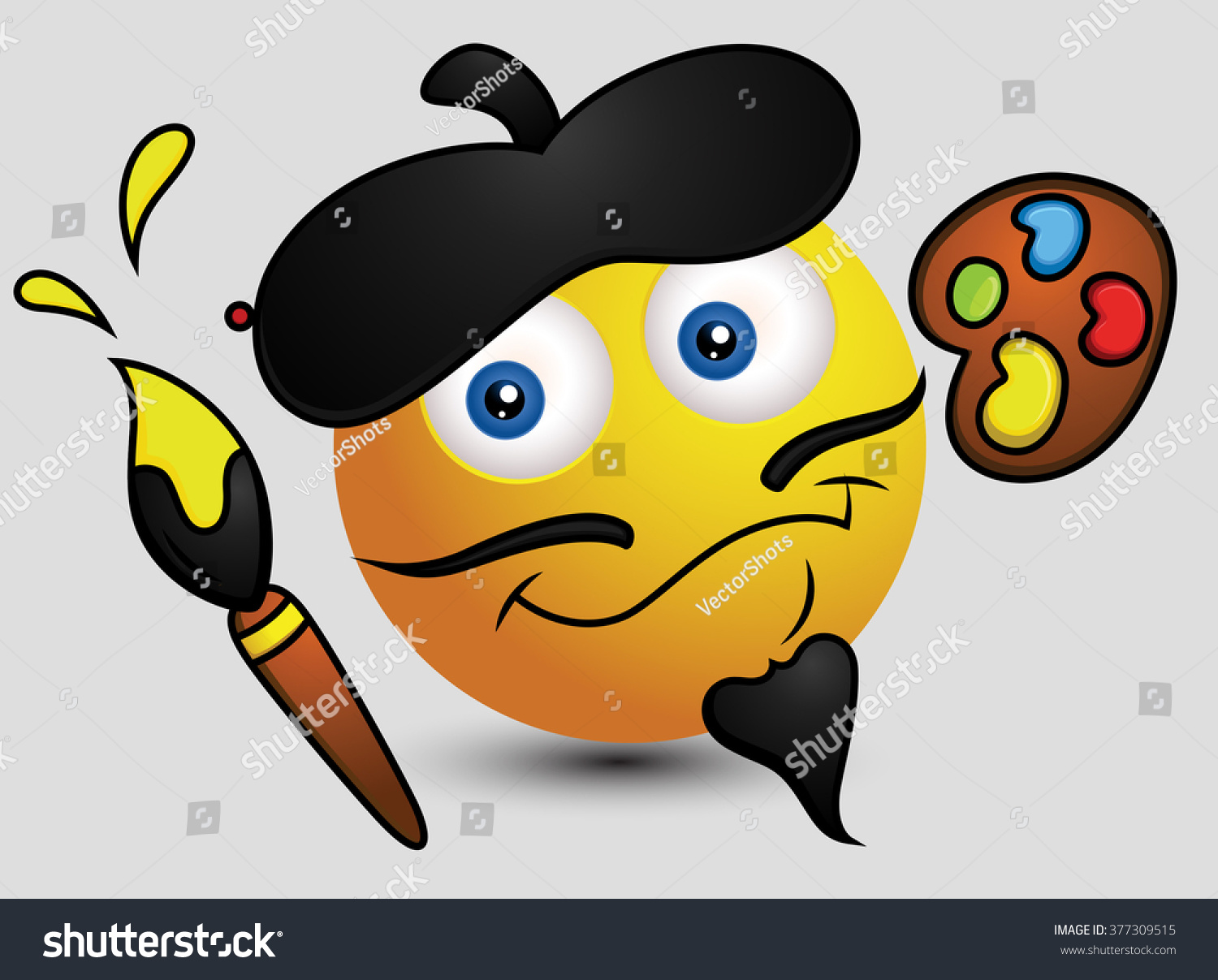 Cartoon French Painting Artist Emoticon Stock Vector (Royalty Free ...