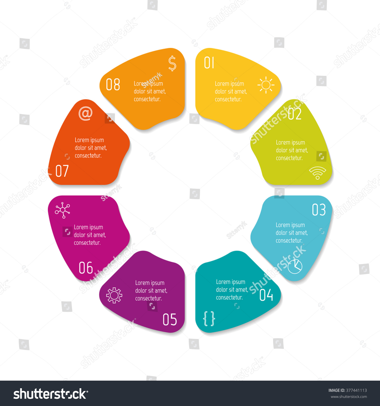 Vector Connected Round Infographic Diagram Circular Stock Vector Royalty Free 377441113 1490