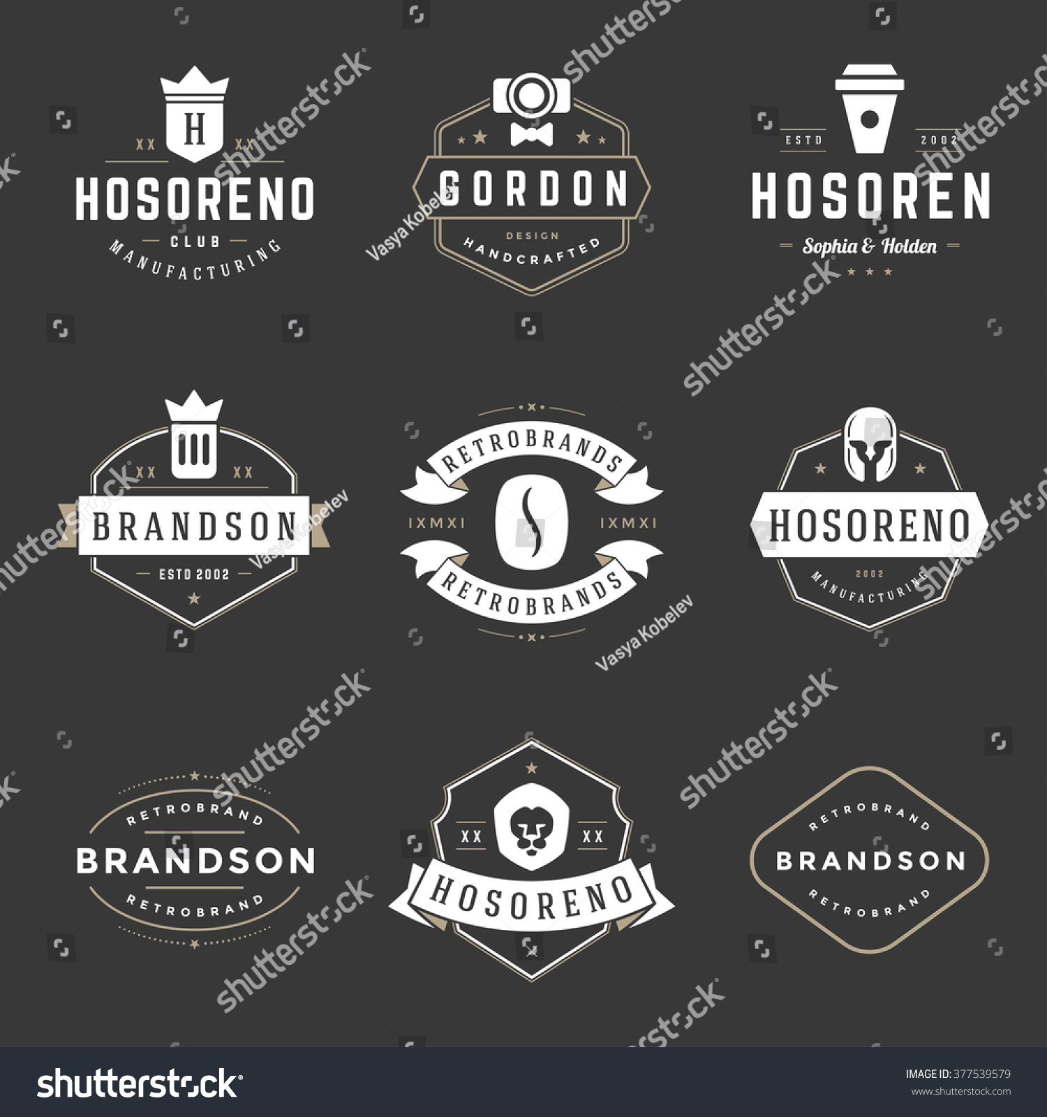 Vintage Logos Design Templates Set Vector Stock Vector (Royalty Free ...