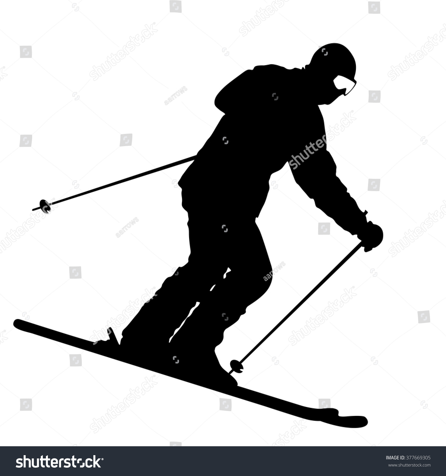 Mountain Skier Speeding Down Slope Vector Stock Vector (Royalty Free ...