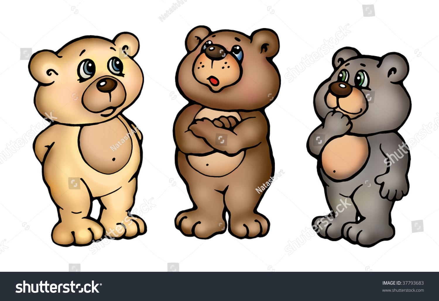 3 teddy bear cartoon