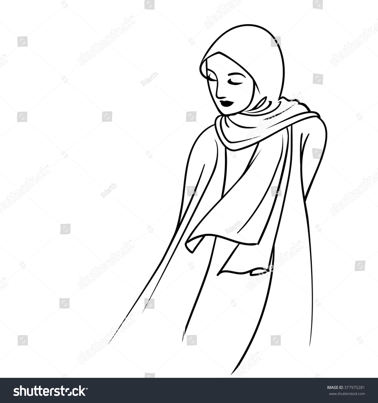Силуэт девушки в хиджабе