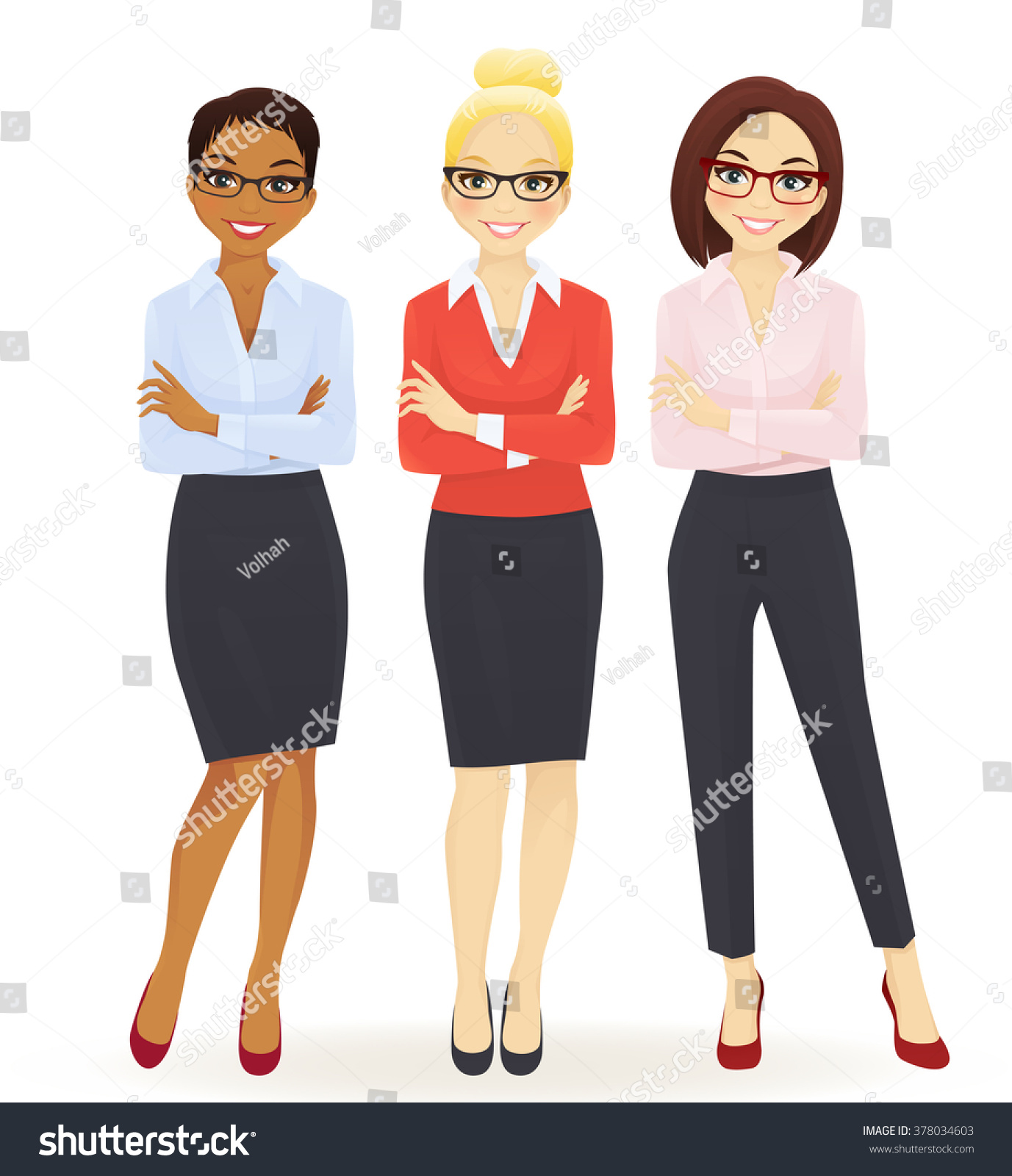 Three Elegant Business Women Different Poses Stock Vector (Royalty Free ...