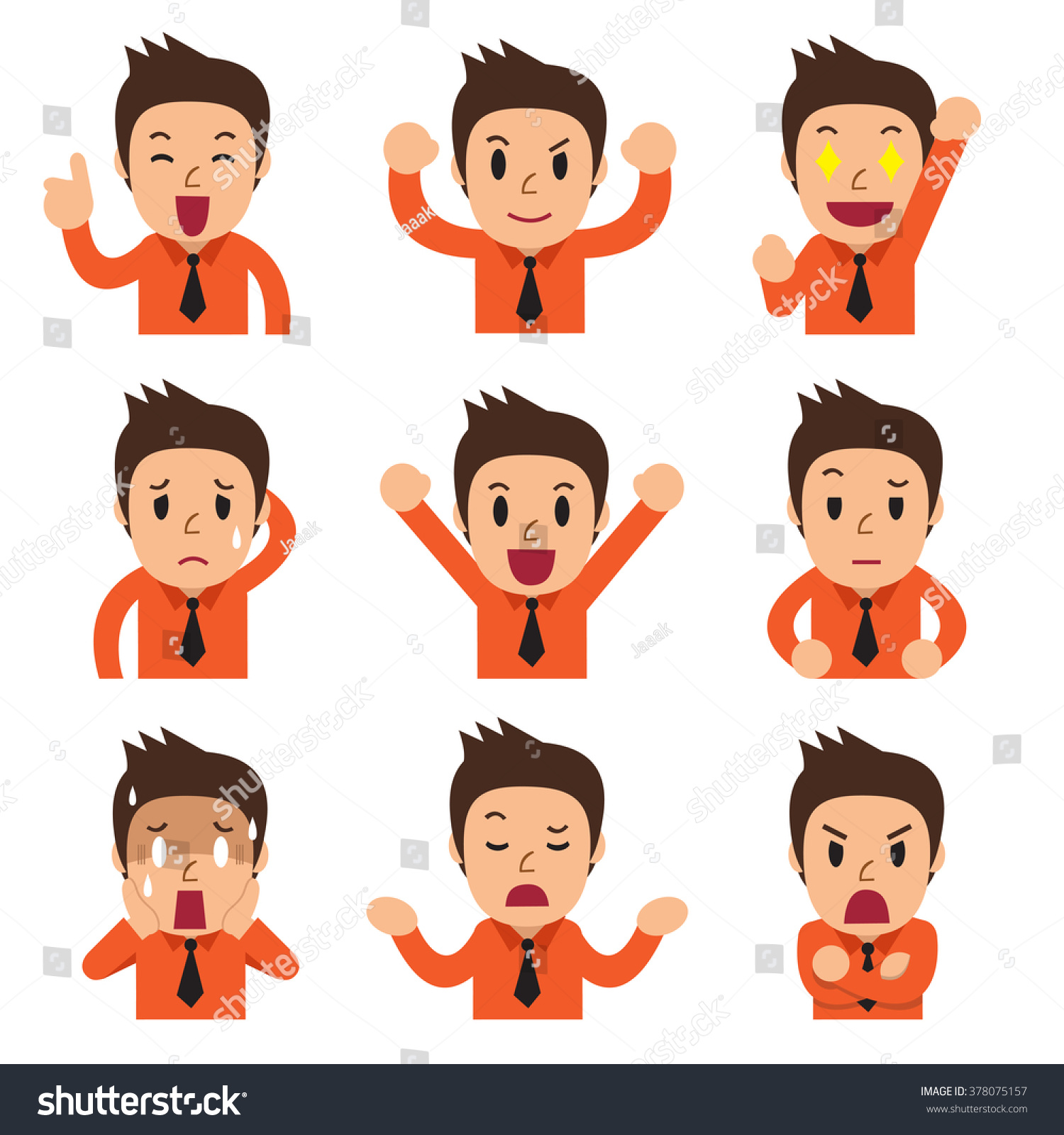 Vektor Stok Cartoon Businessman Faces Showing Different Emotions Tanpa Royalti 378075157 2352