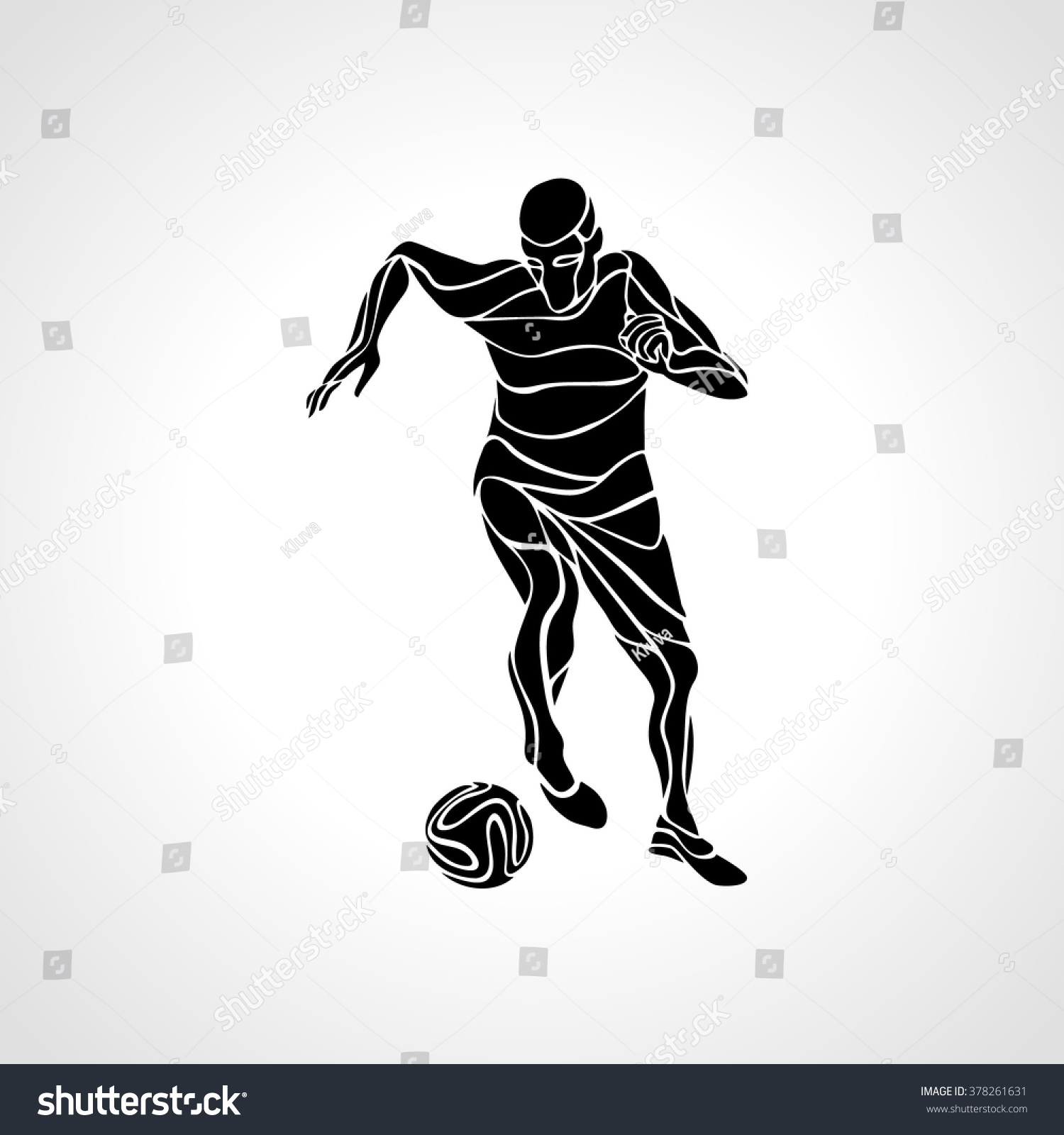 Soccer Player Kicks Ball Black Silhouette Stock Vector (Royalty Free ...