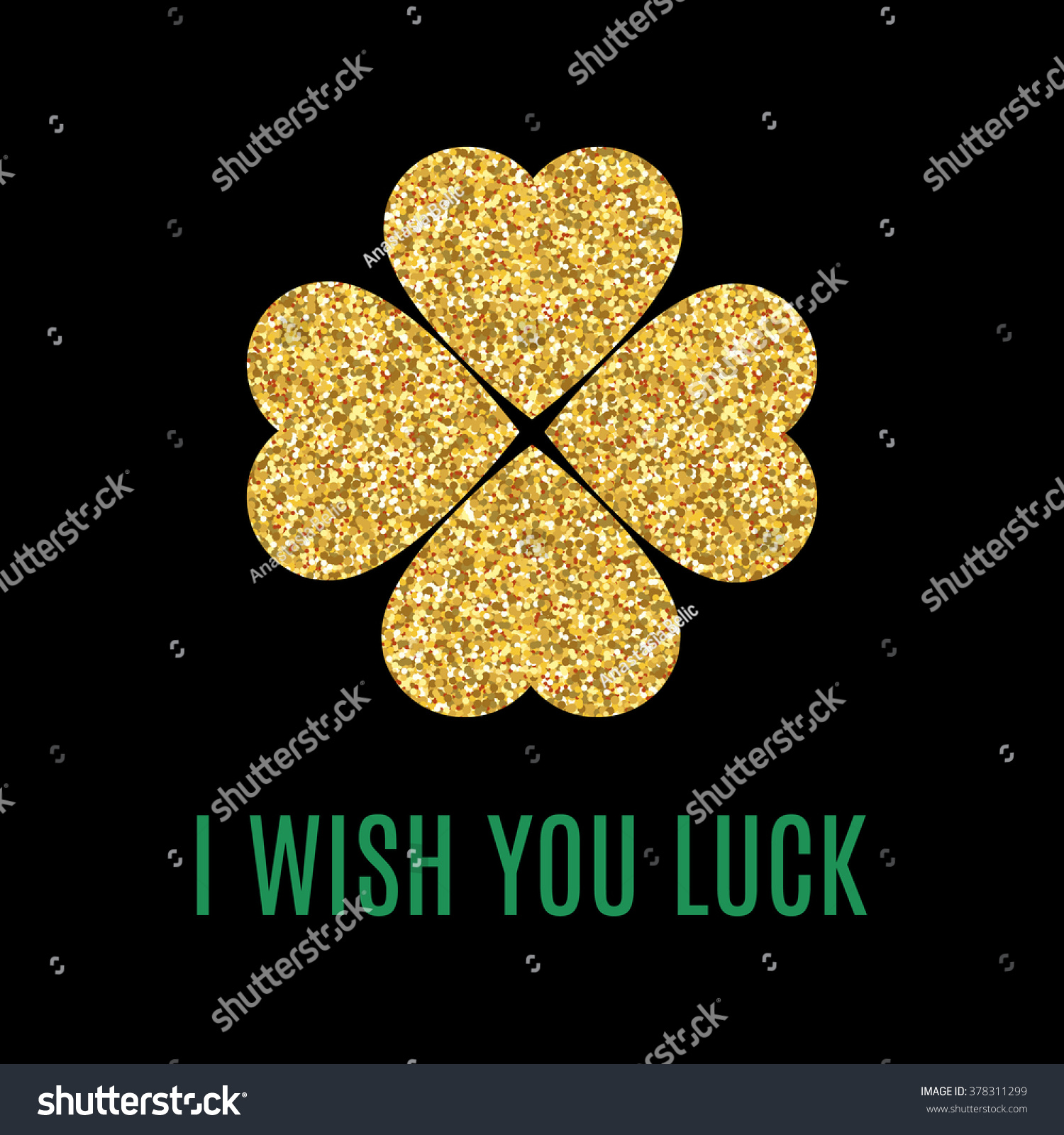 Wish You Luck Poster Gold Glitter Stock Vector (Royalty Free) 378311299 ...