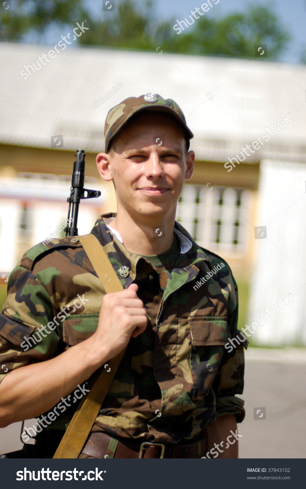 Young Soldier Poses His Rifle Stock Photo 37843102 | Shutterstock