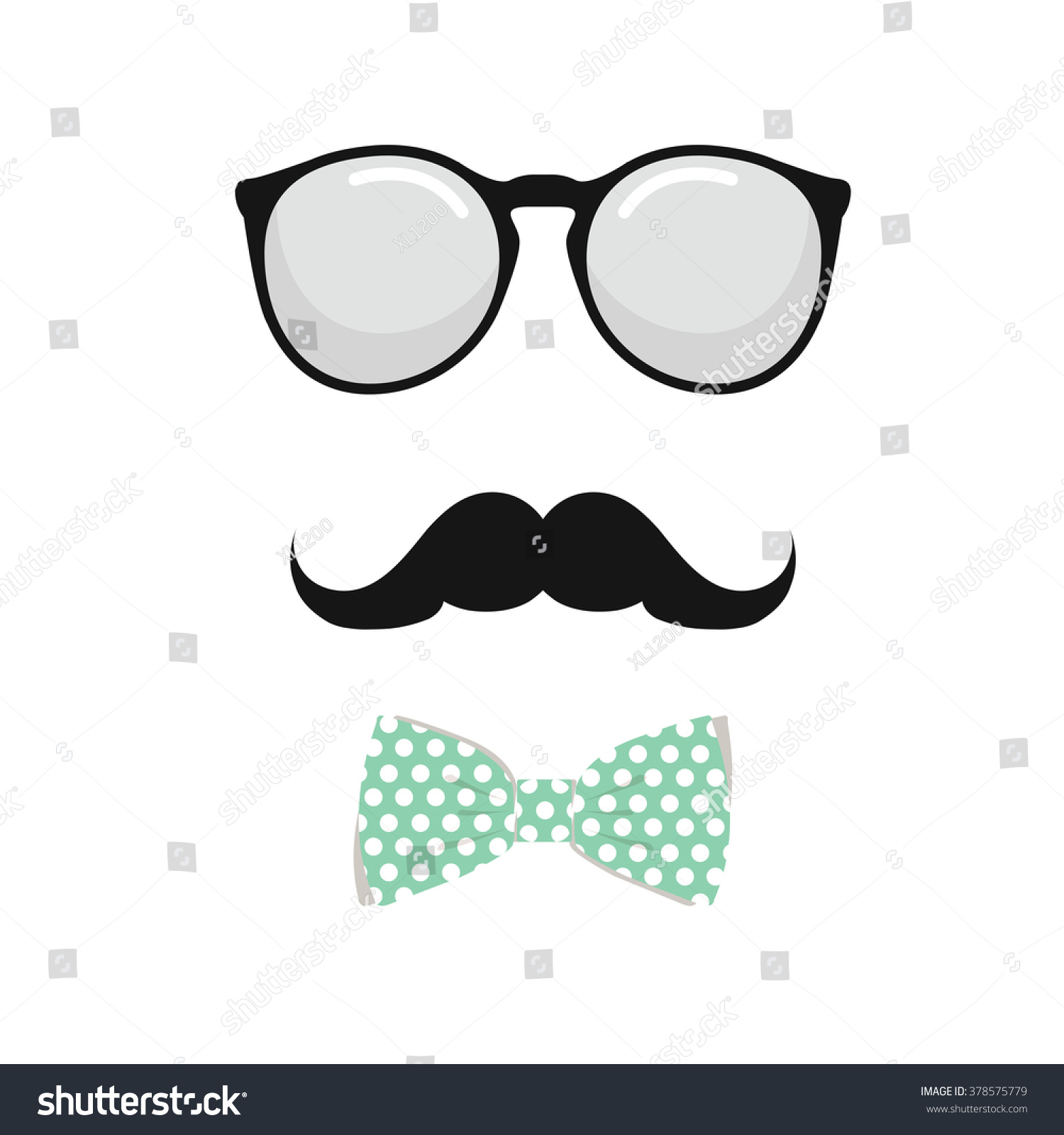 Glasses Bowtie Mustache Man Set Vector Stock Vector Royalty Free 378575779 Shutterstock 6358