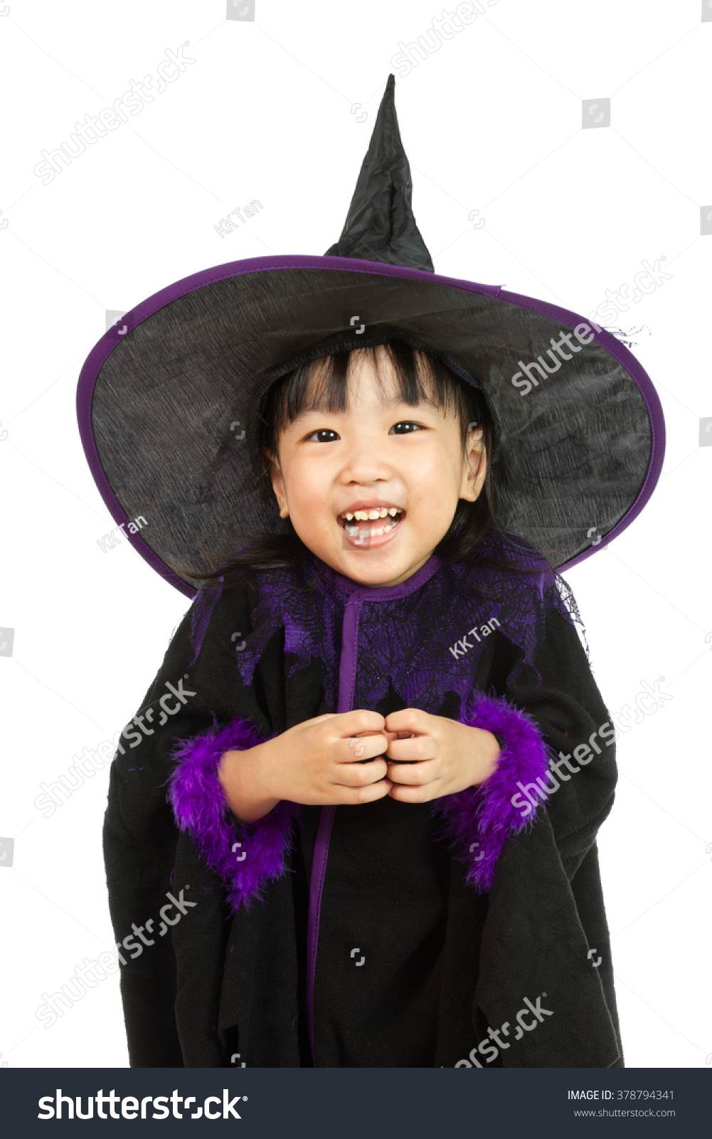 Asian Little Chinese Girl Wearing Halloween Stock Photo 378794341 ...