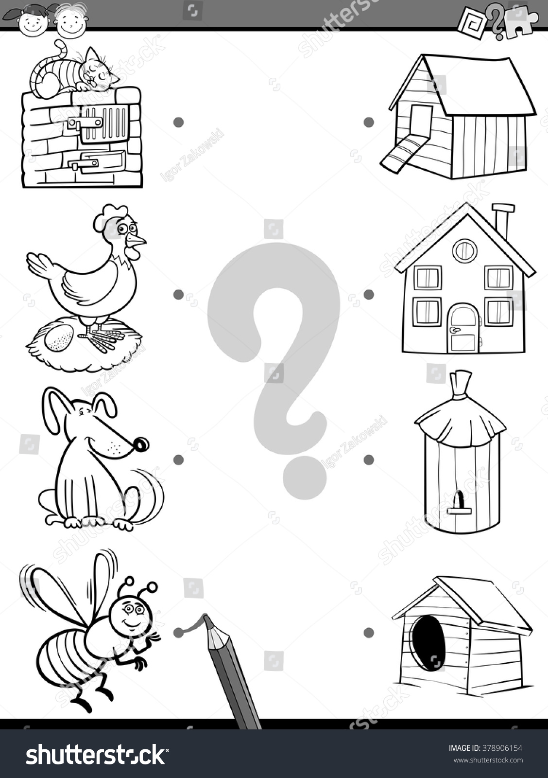 Black White Cartoon Vector Illustration Education Stock Vector (Royalty ...