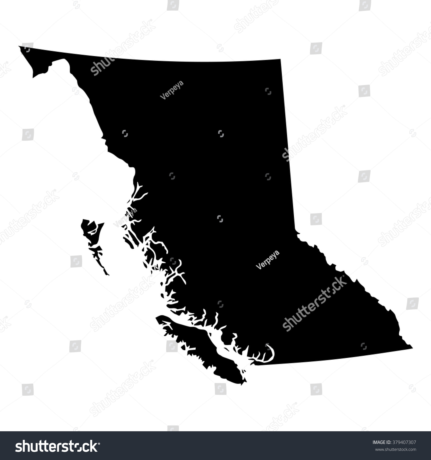 Vector Map British Columbia Isolated Vector Stock Vector (Royalty Free ...