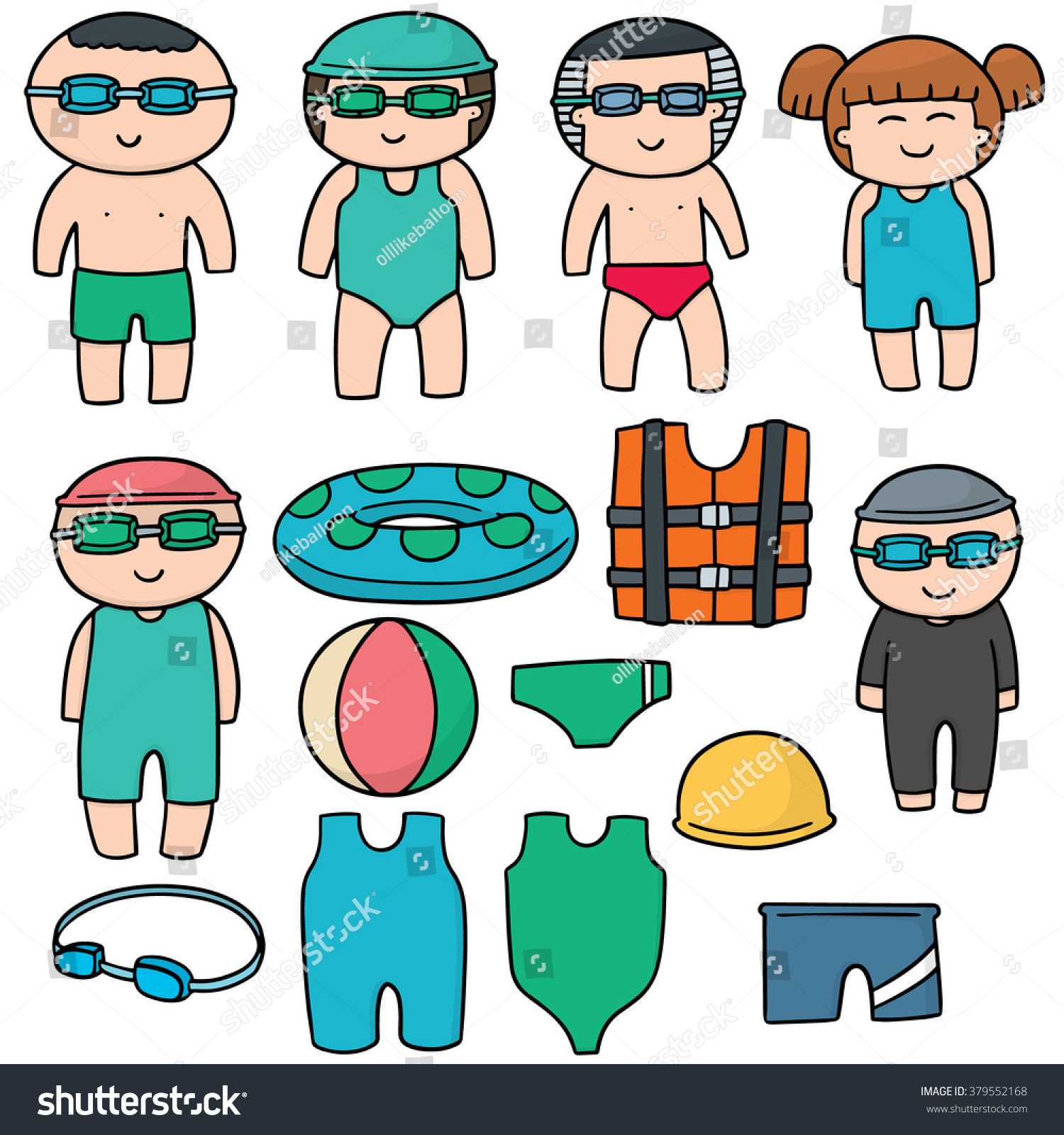 Vector Set Swimmer Swimming Accessories Stock Vector (Royalty Free ...