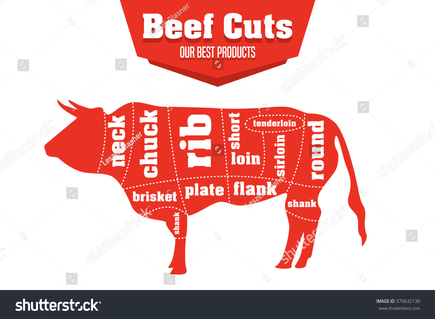 Beef Cuts Infographic Set Meat Parts Stock Vector (Royalty Free ...