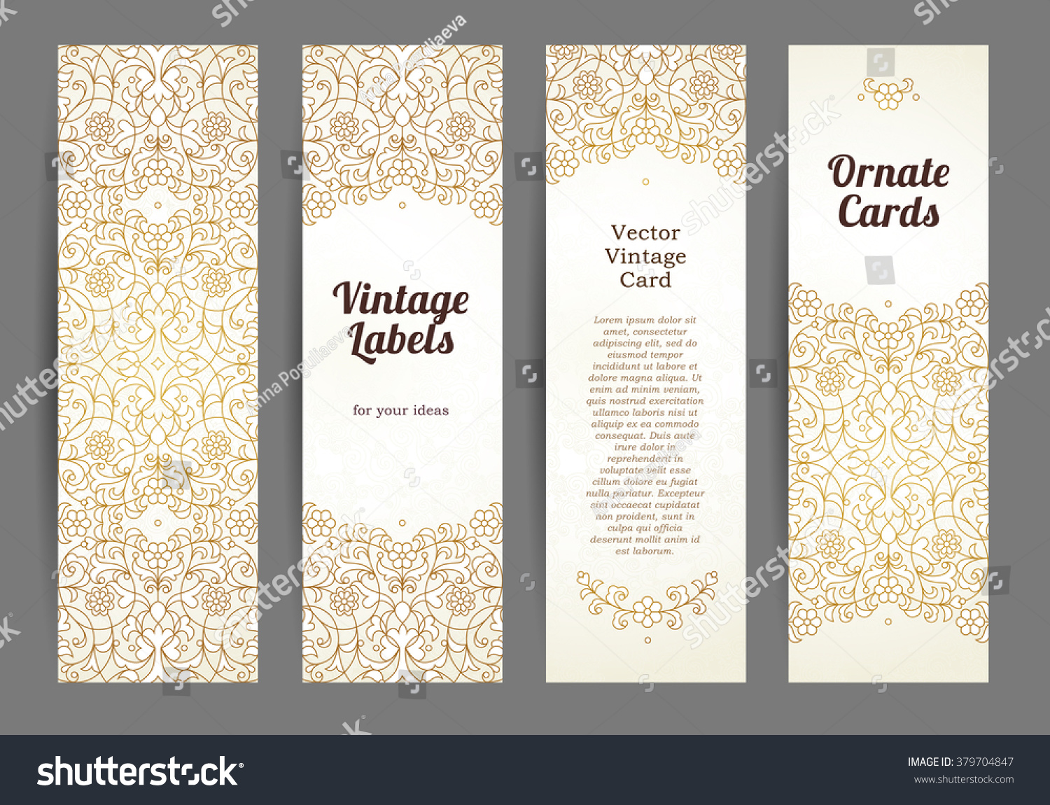 Vector Set Ornate Vertical Cards Oriental Stock Vector (Royalty Free ...