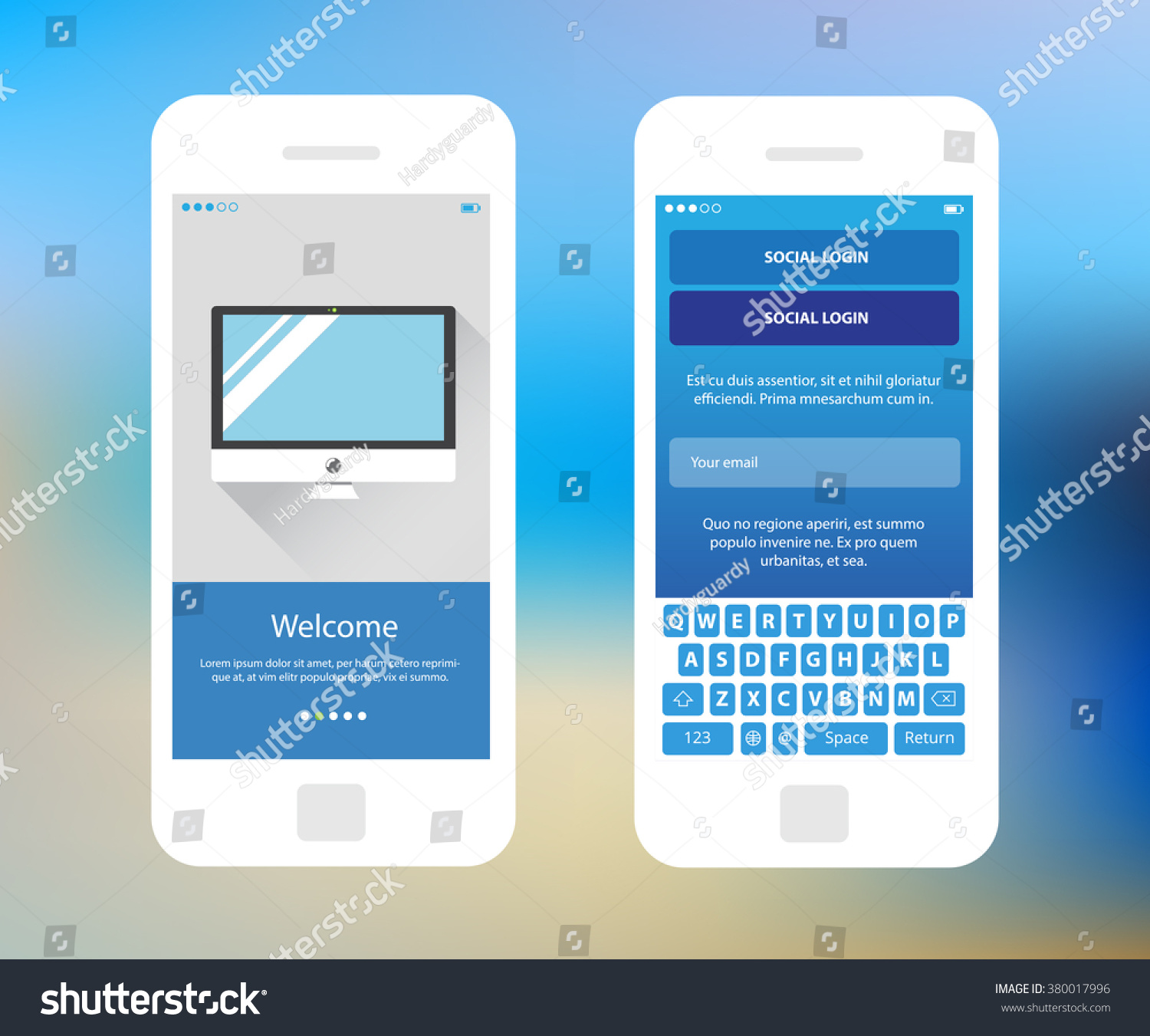 Mobile Wireframe Ui Kit Social Media Stock Vector (Royalty Free ...