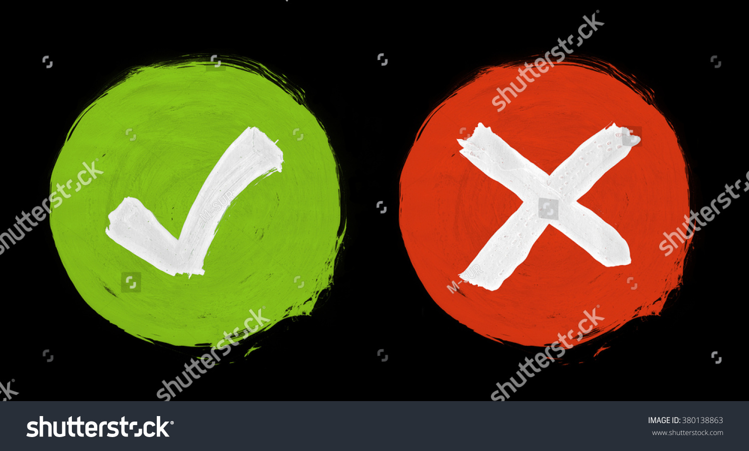 Painted Check Mark Icons Green Red Stock Illustration 380138863